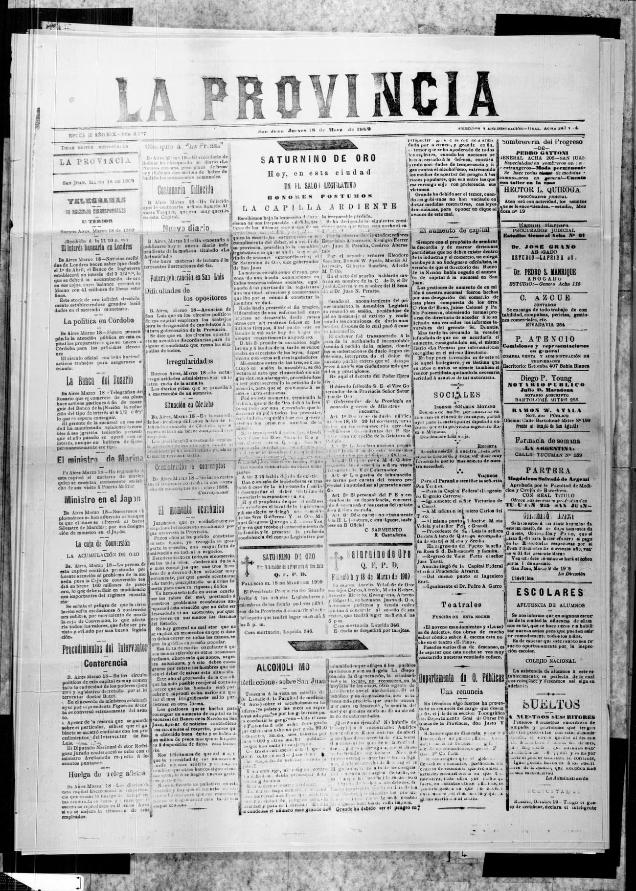 Portada · 18 de Marzo de 1909