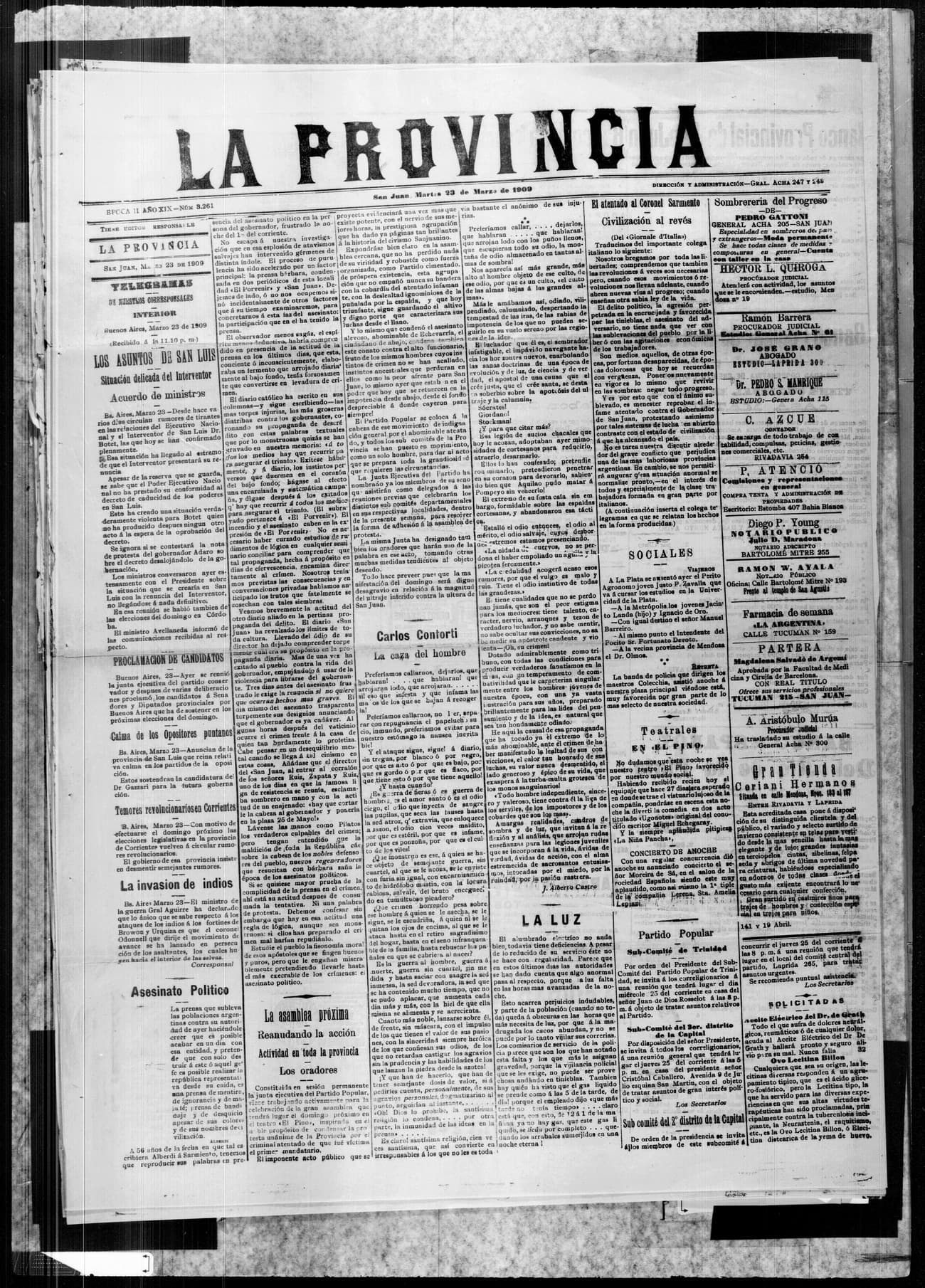 Portada · 23 de Marzo de 1909