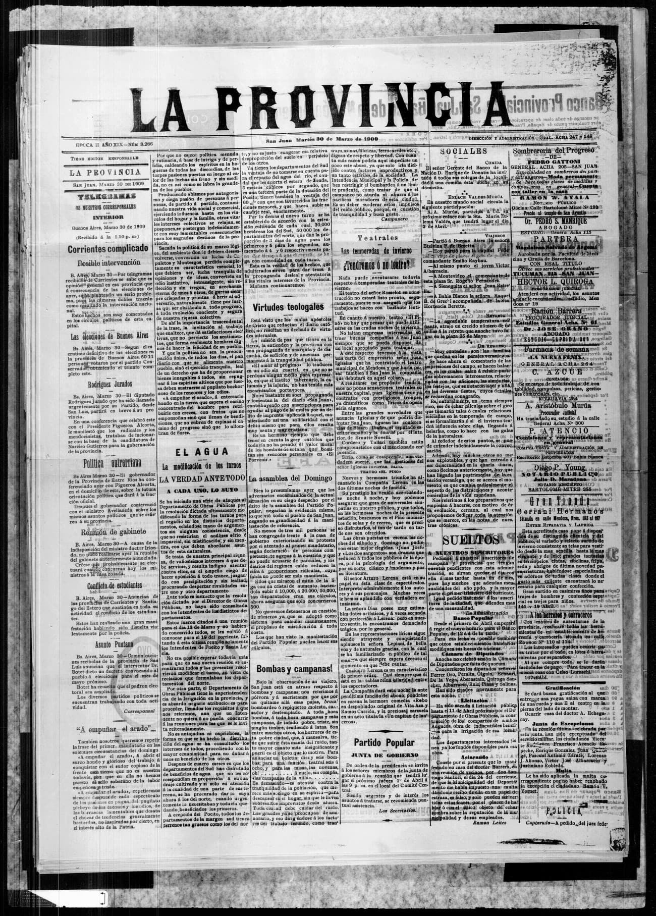 Portada · 30 de Marzo de 1909