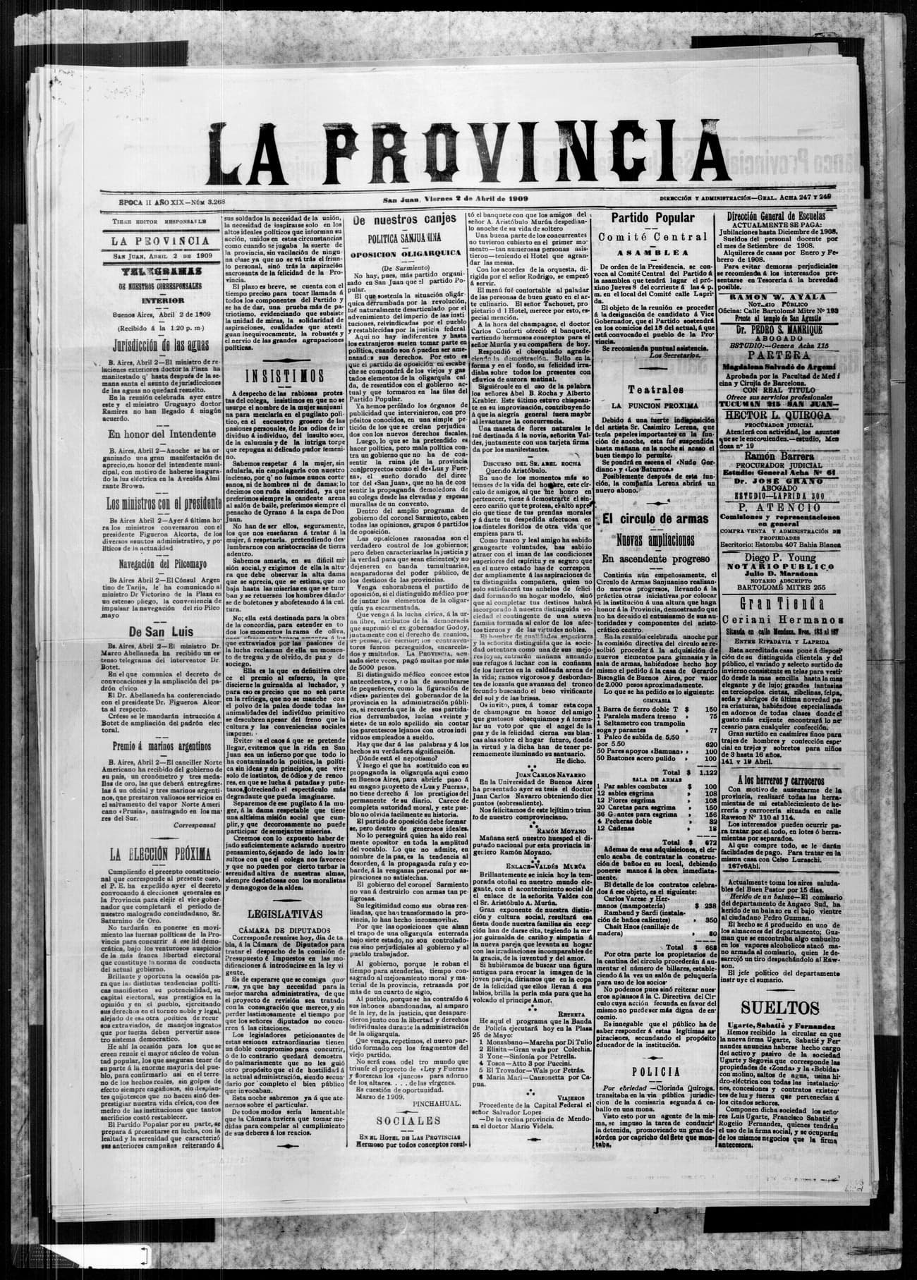Portada · 2 de Abril de 1909