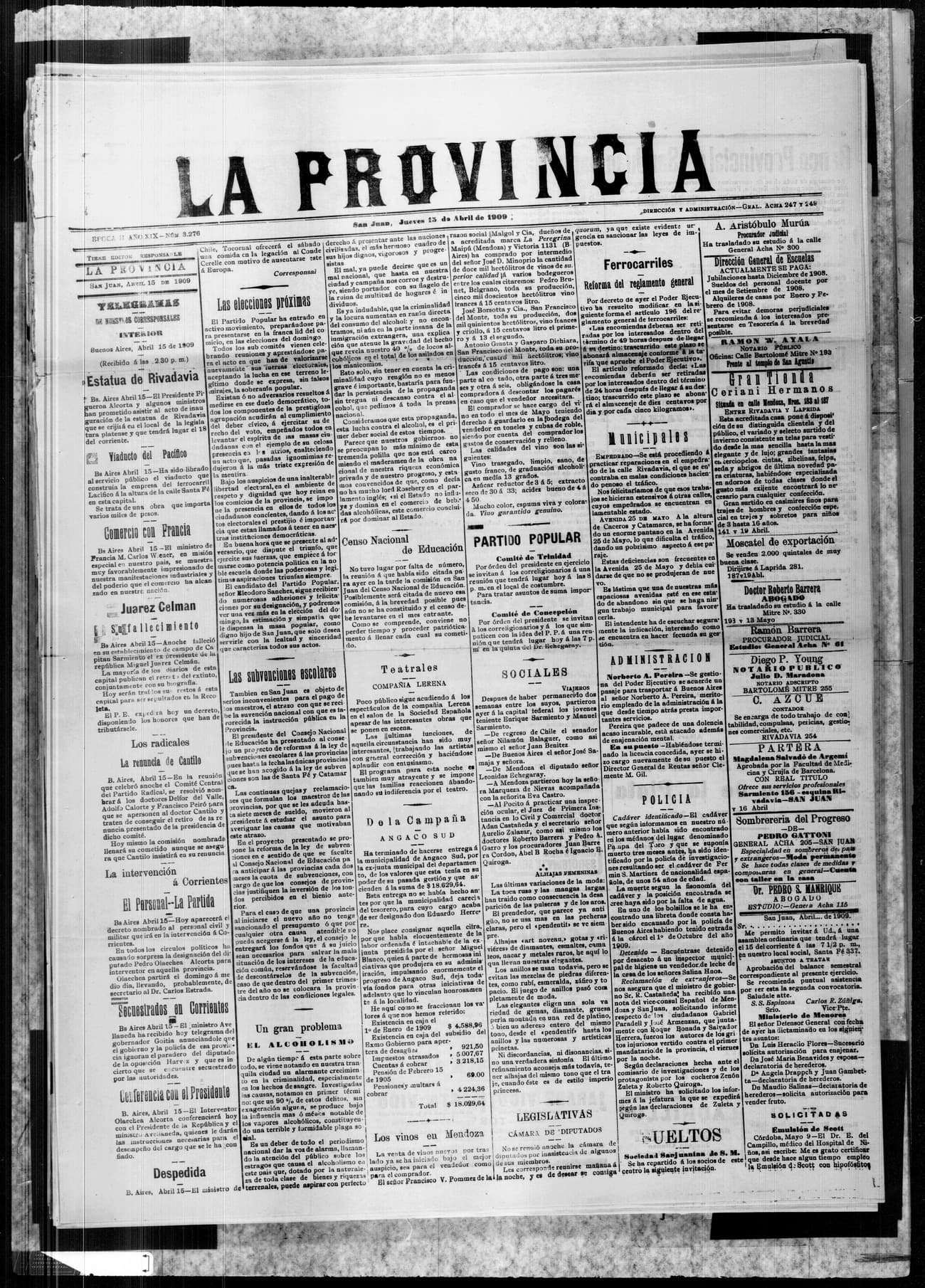 Portada · 15 de Abril de 1909