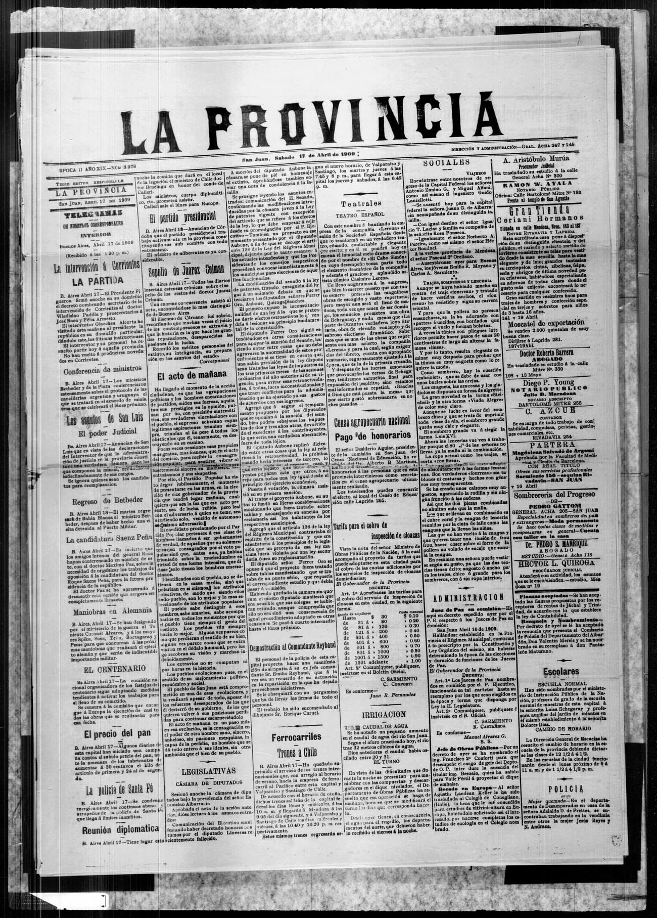 Portada · 17 de Abril de 1909