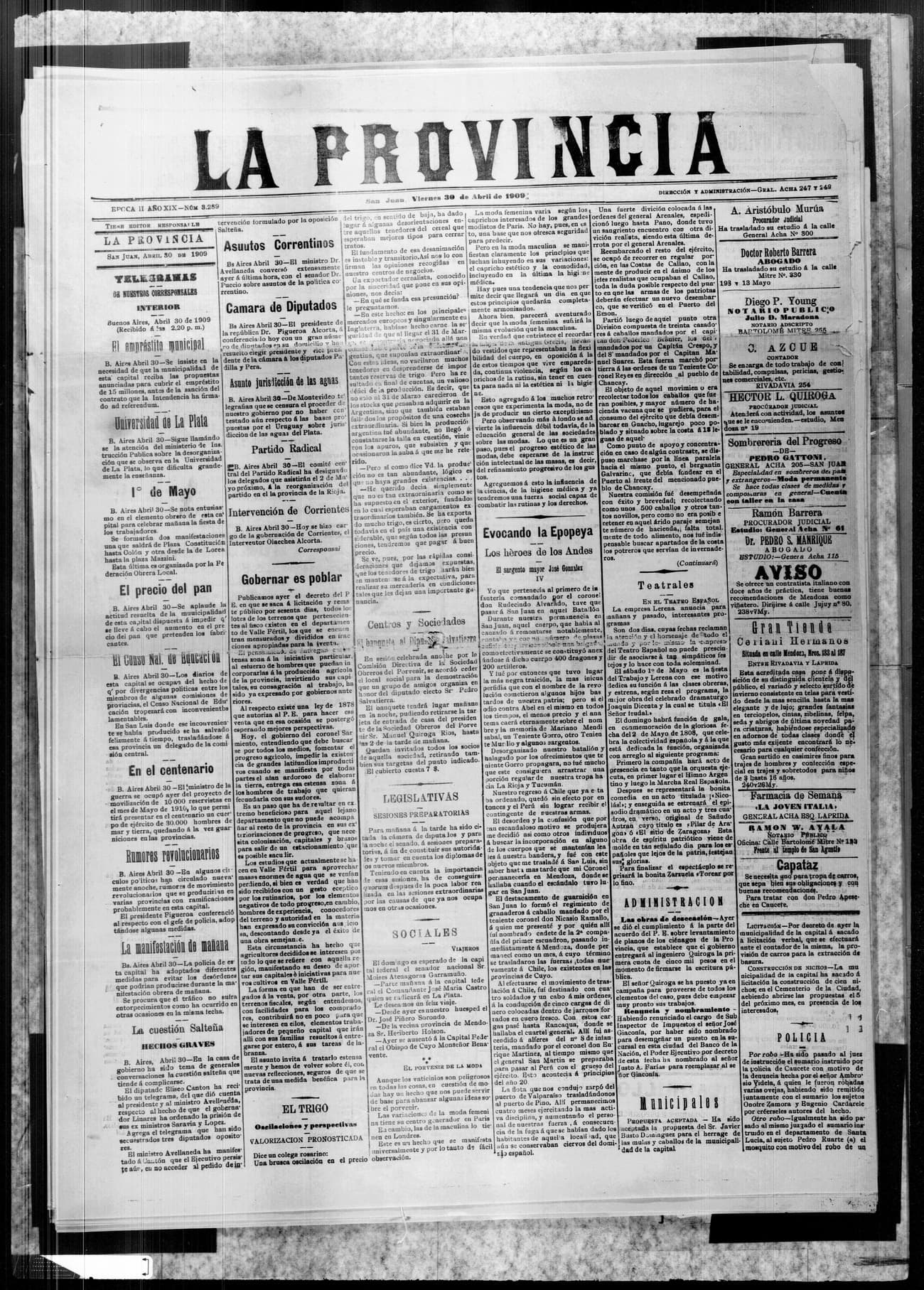 Portada · 30 de Abril de 1909
