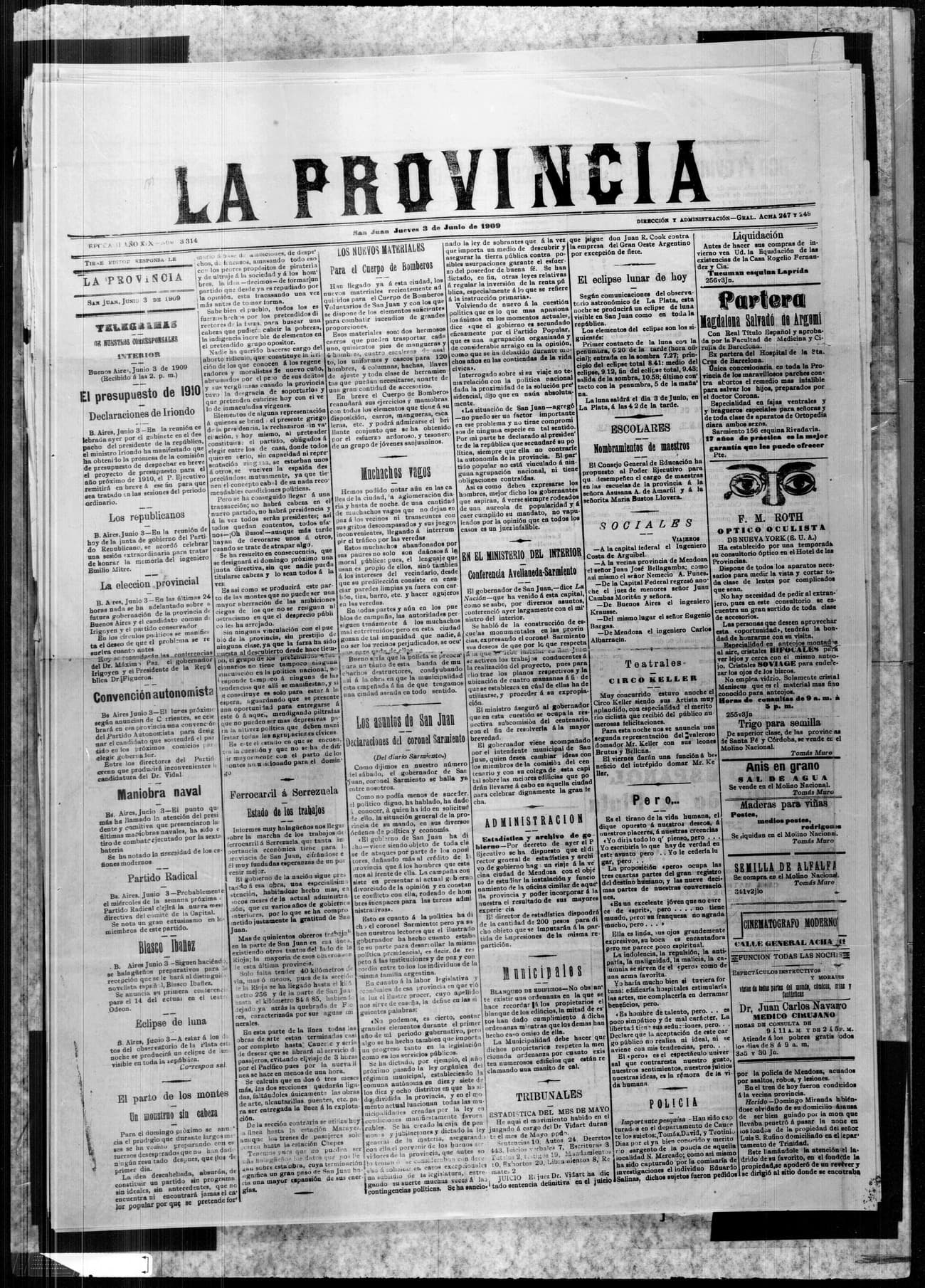 Portada · 3 de Junio de 1909