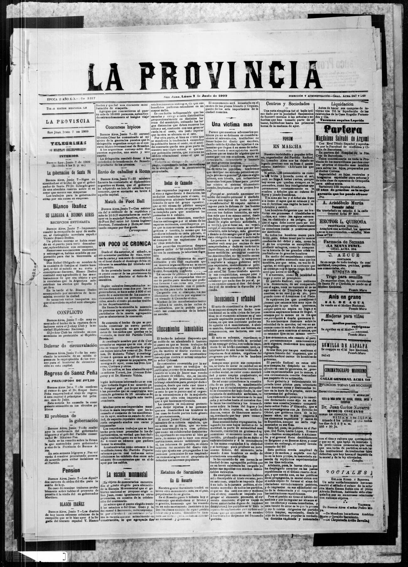 Portada · 7 de Junio de 1909