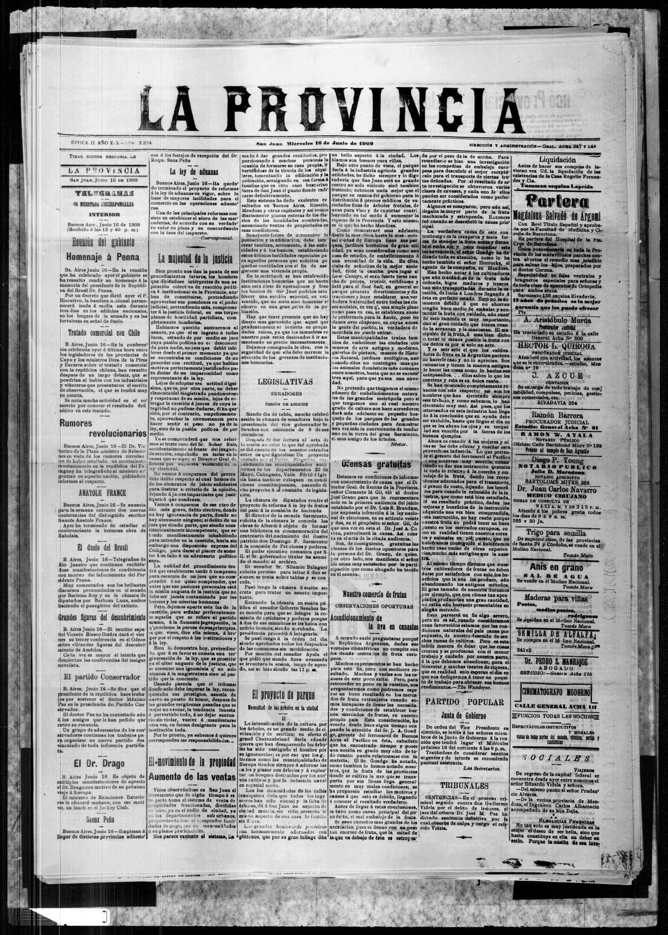 Portada · 16 de Junio de 1909