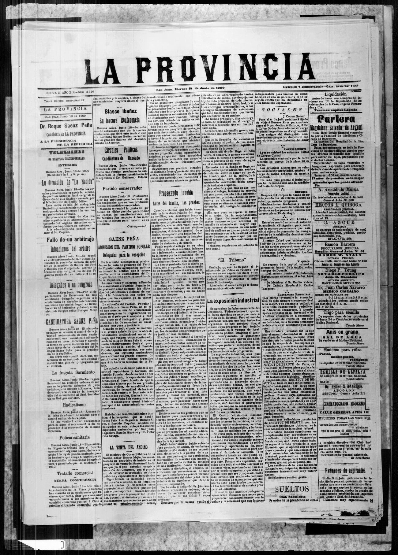 Portada · 18 de Junio de 1909