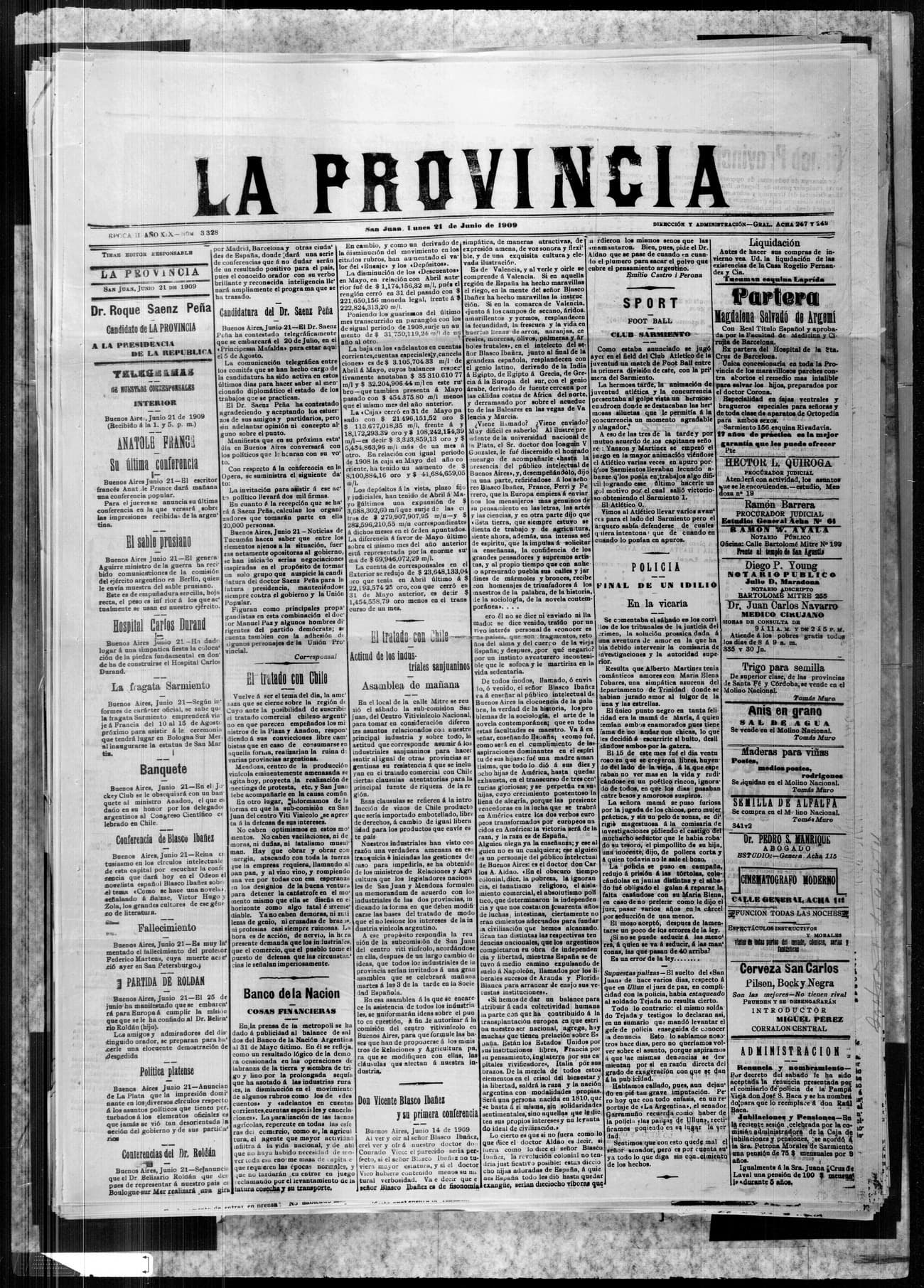 Portada · 21 de Junio de 1909