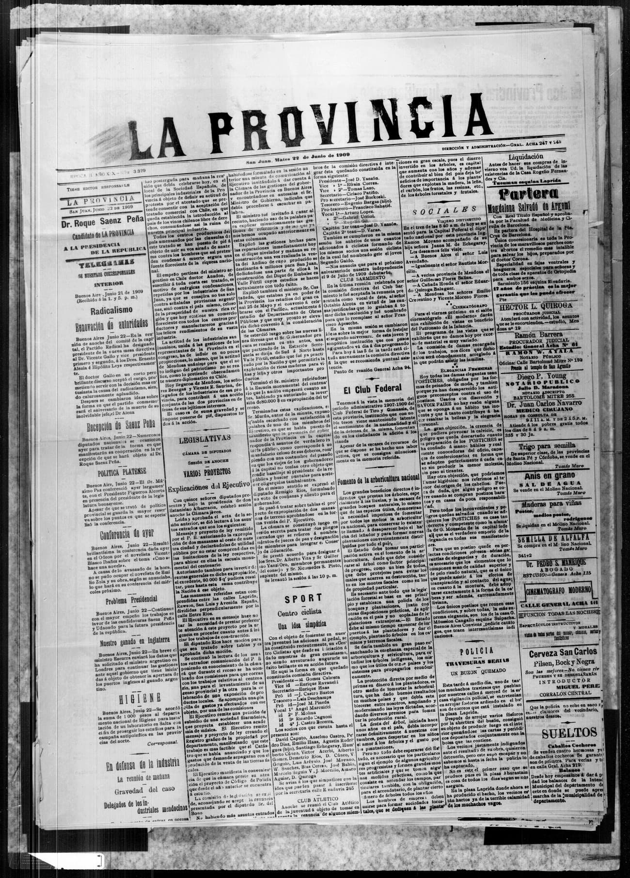Portada · 22 de Junio de 1909