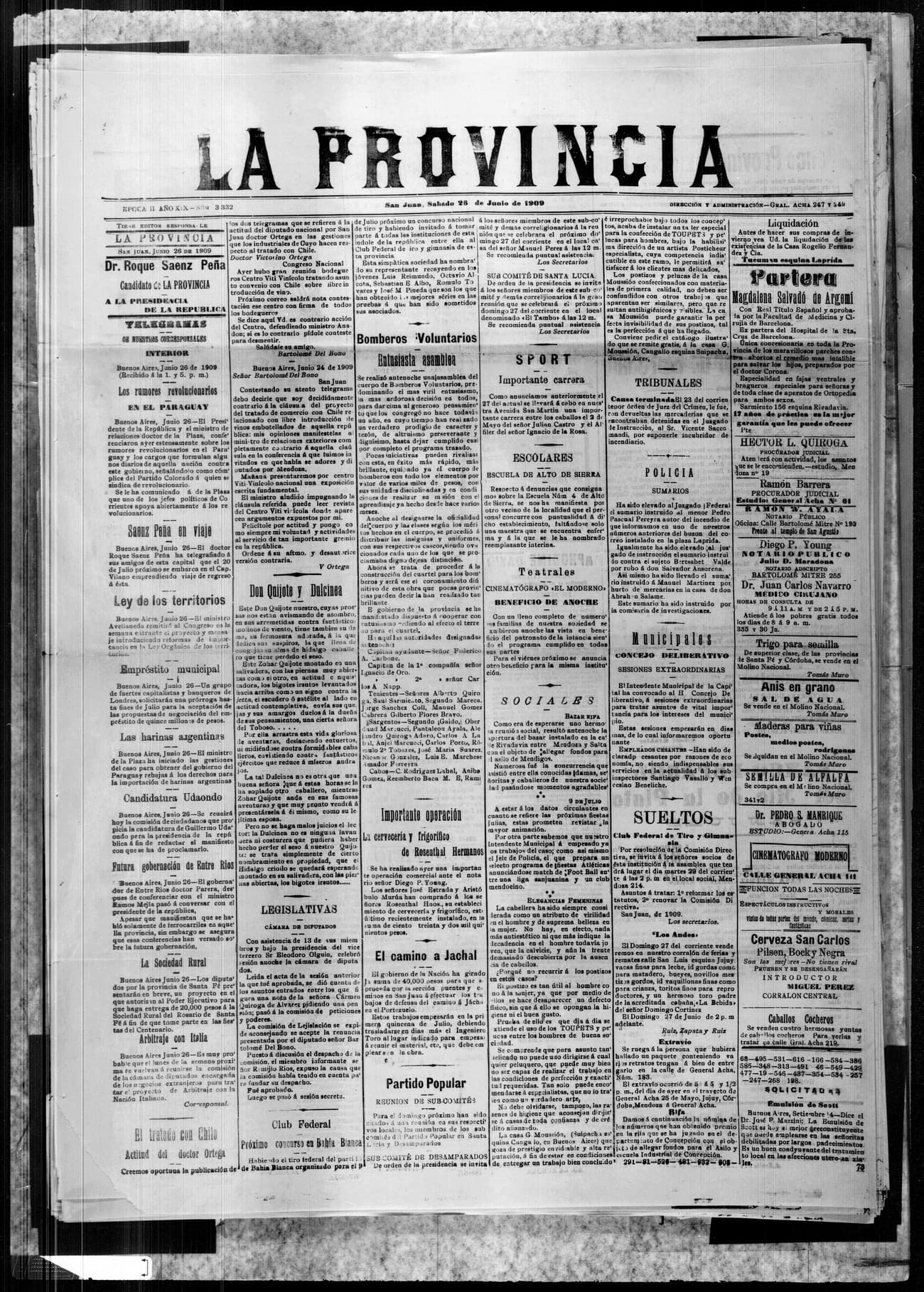 Portada · 26 de Junio de 1909