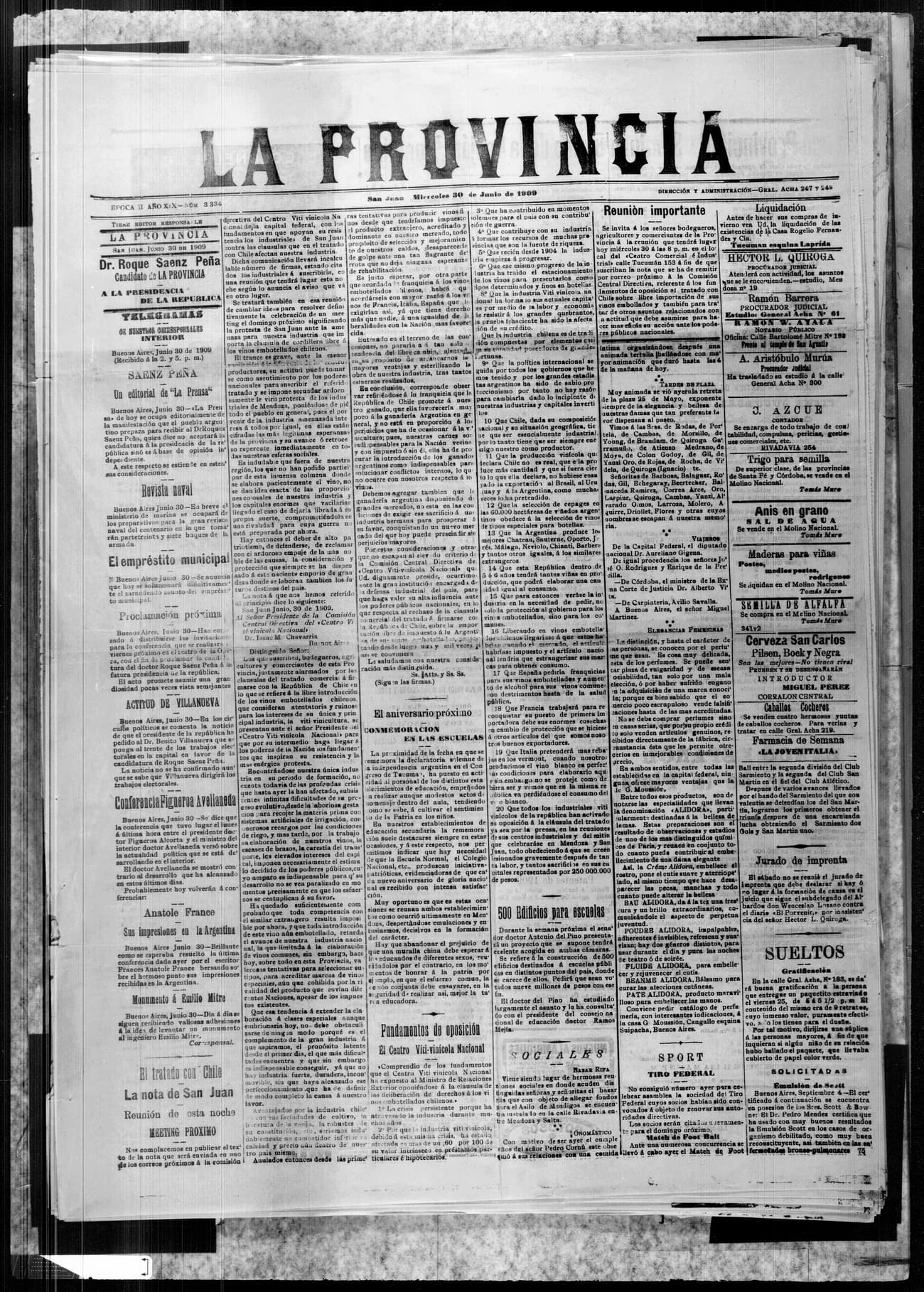 Portada · 30 de Junio de 1909