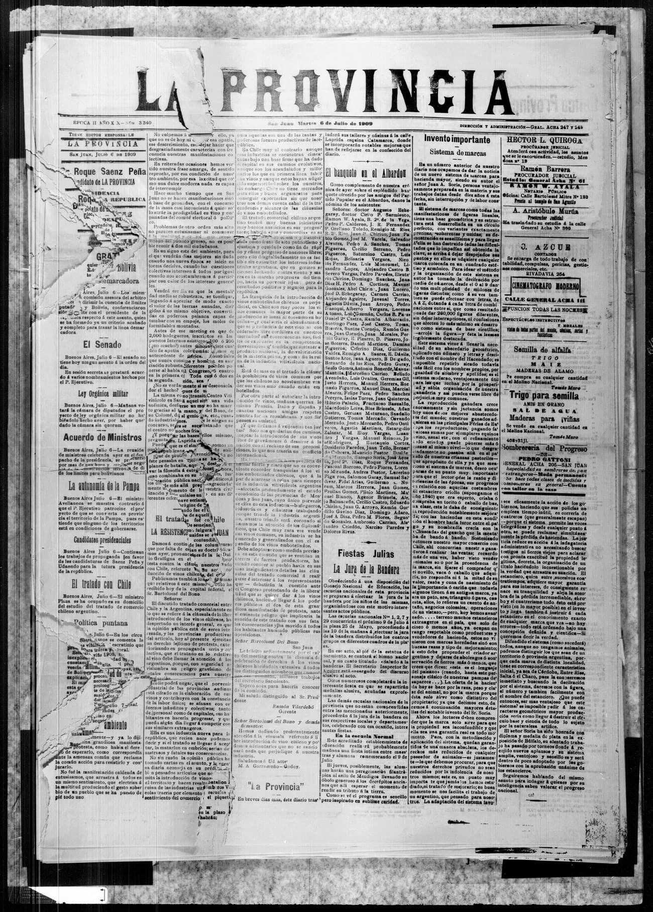 Portada · 6 de Julio de 1909