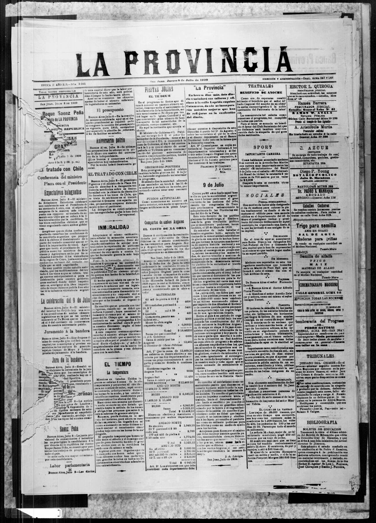 Portada · 8 de Julio de 1909