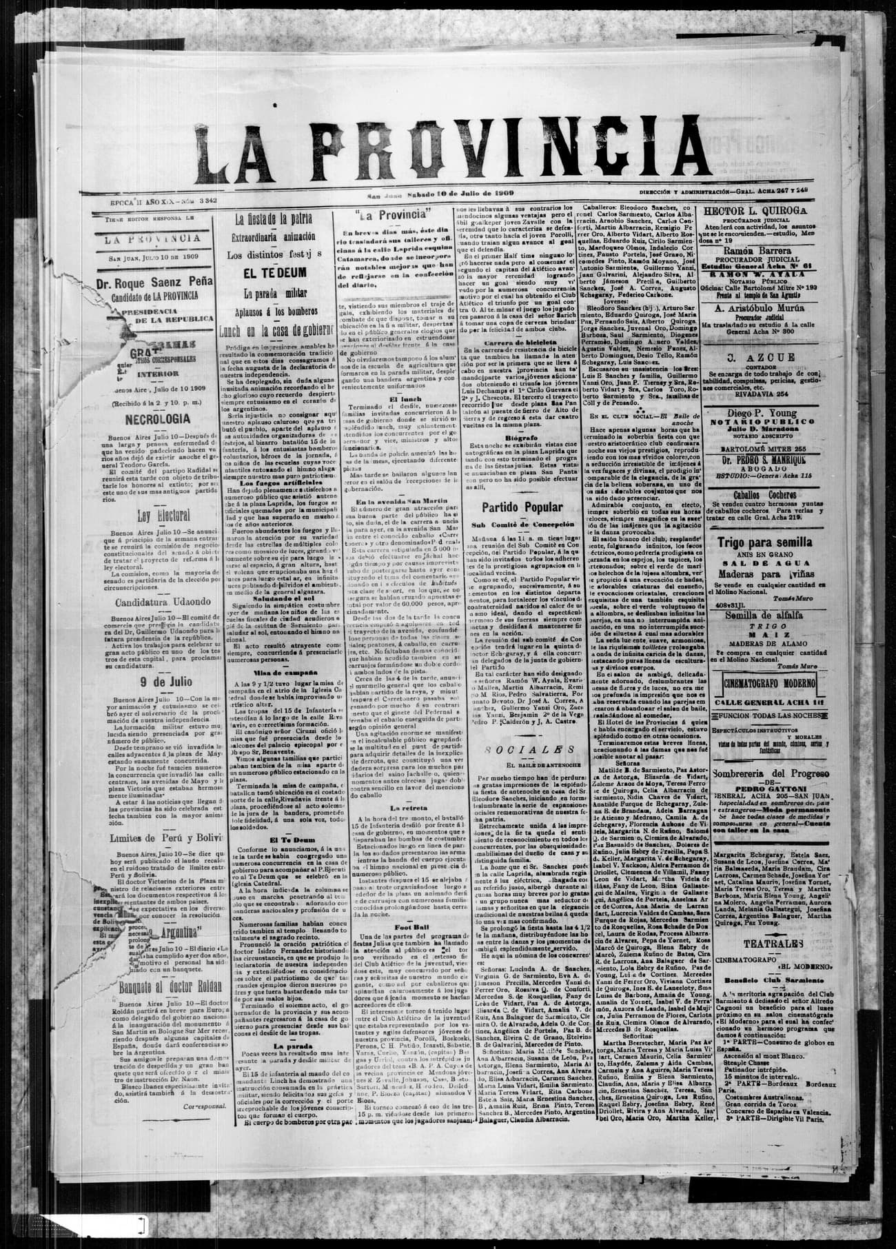 Portada · 10 de Julio de 1909