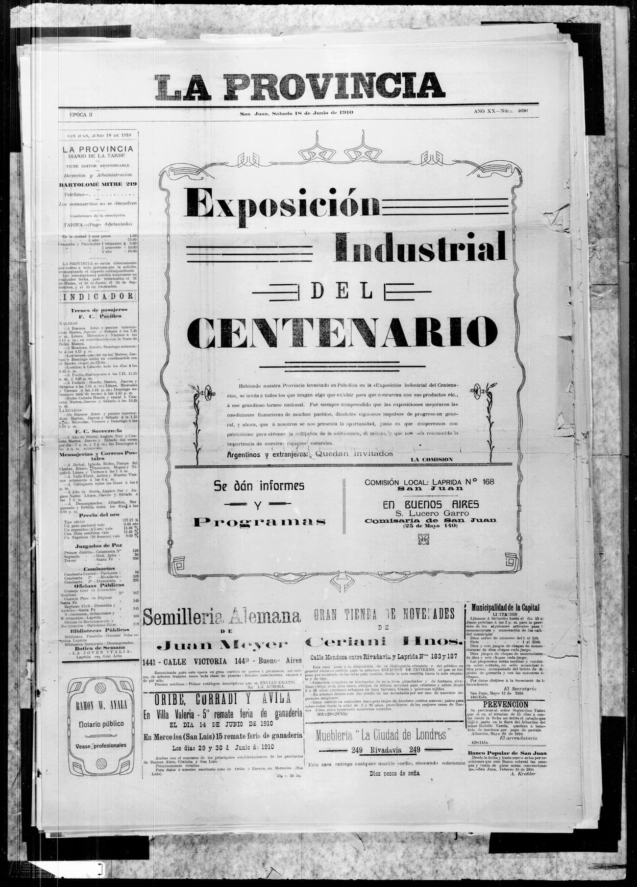 Portada · 18 de Junio de 1910