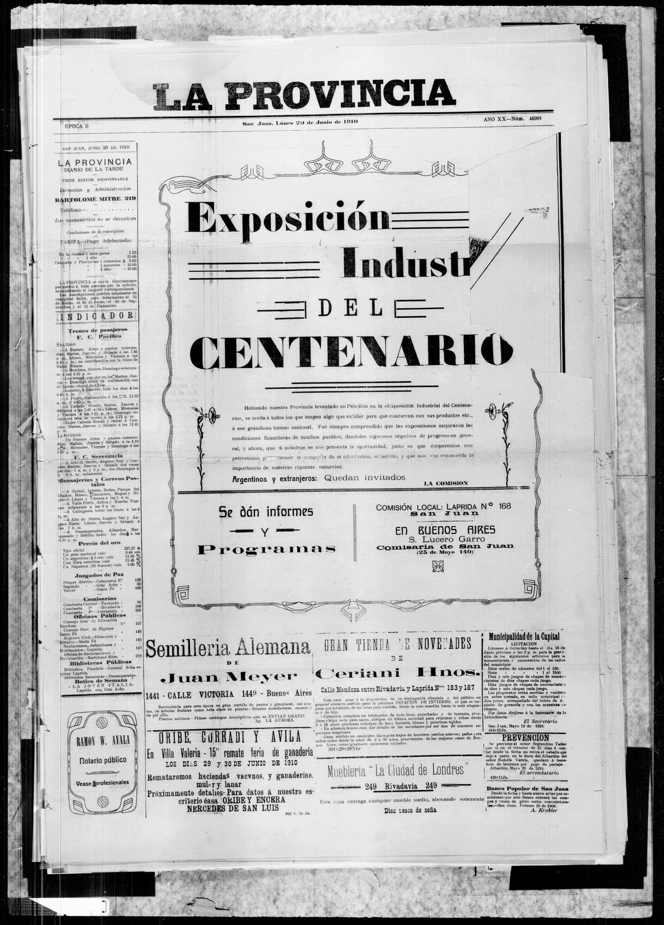 Portada · 20 de Junio de 1910