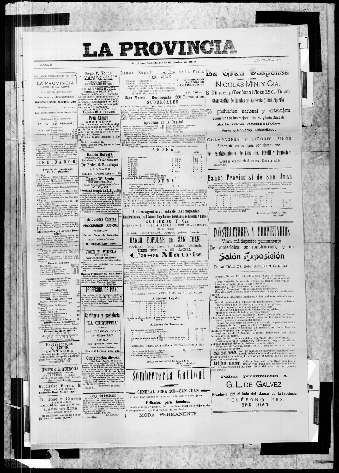 Portada · 10 de Septiembre de 1910