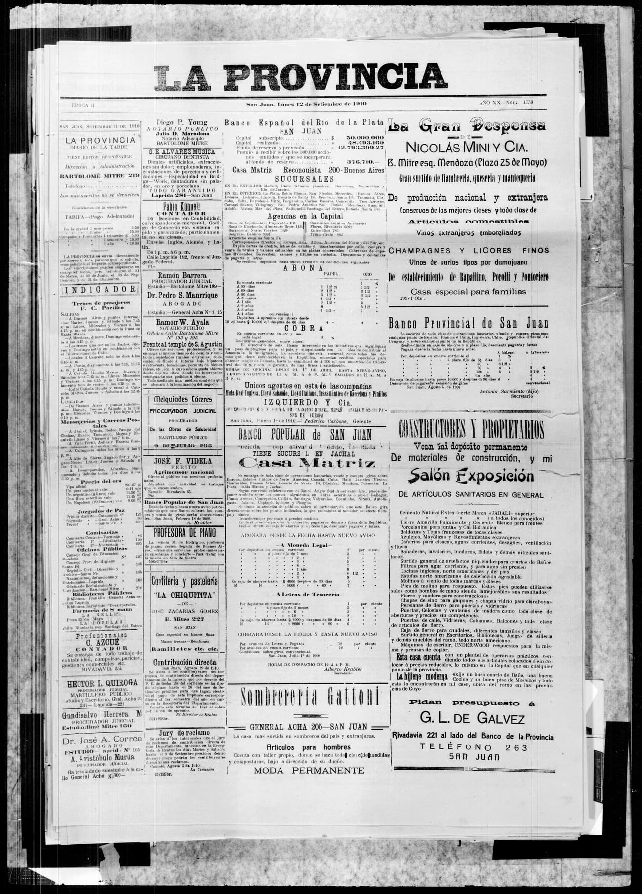 Portada · 12 de Septiembre de 1910