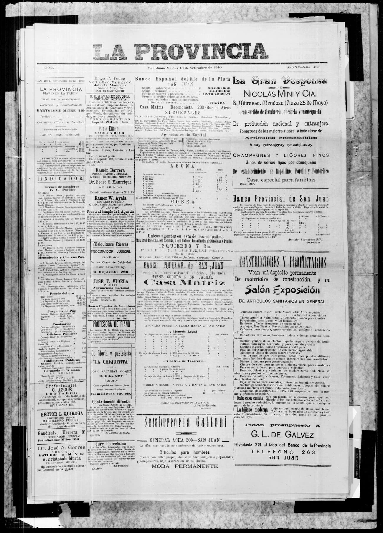 Portada · 13 de Septiembre de 1910