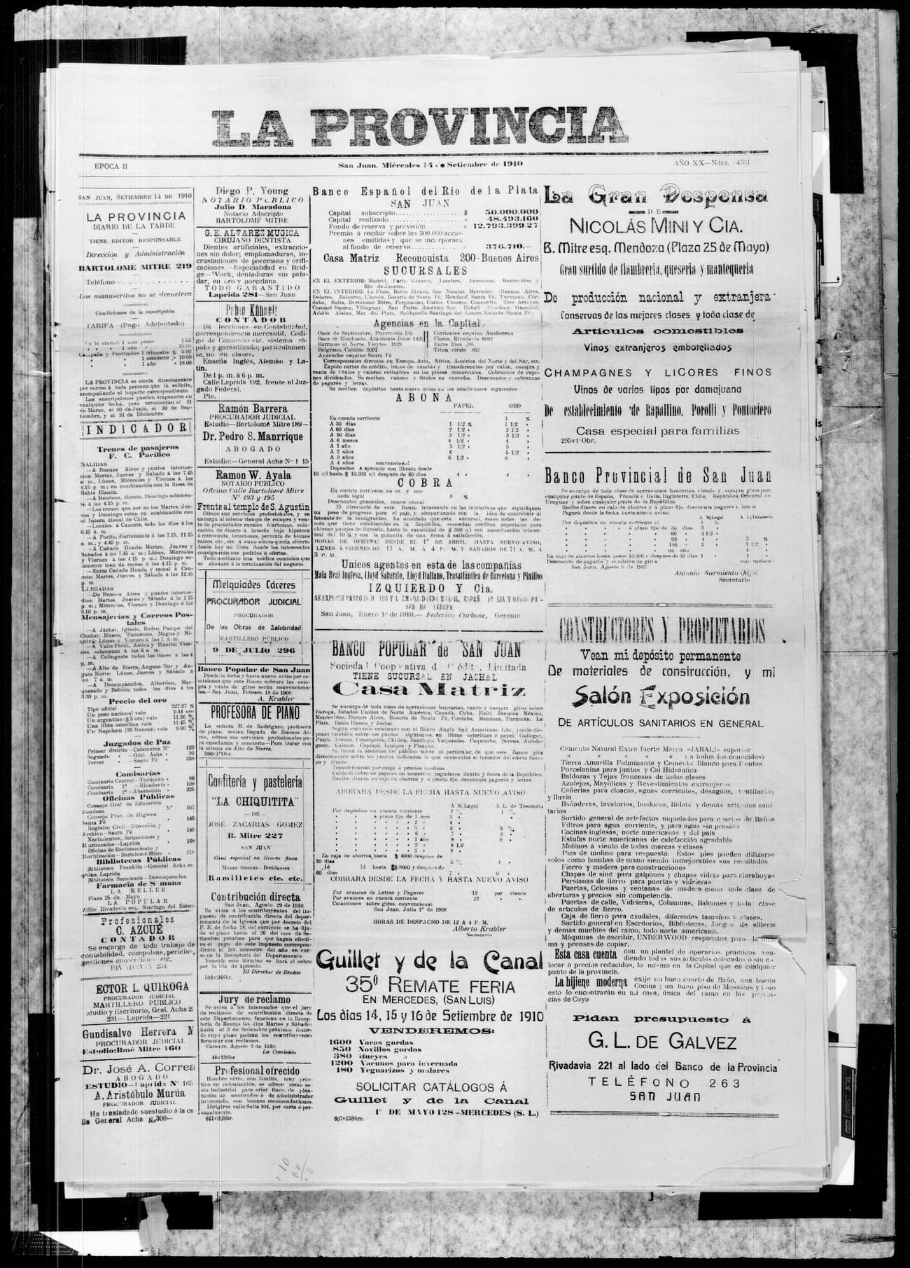 Portada · 14 de Septiembre de 1910