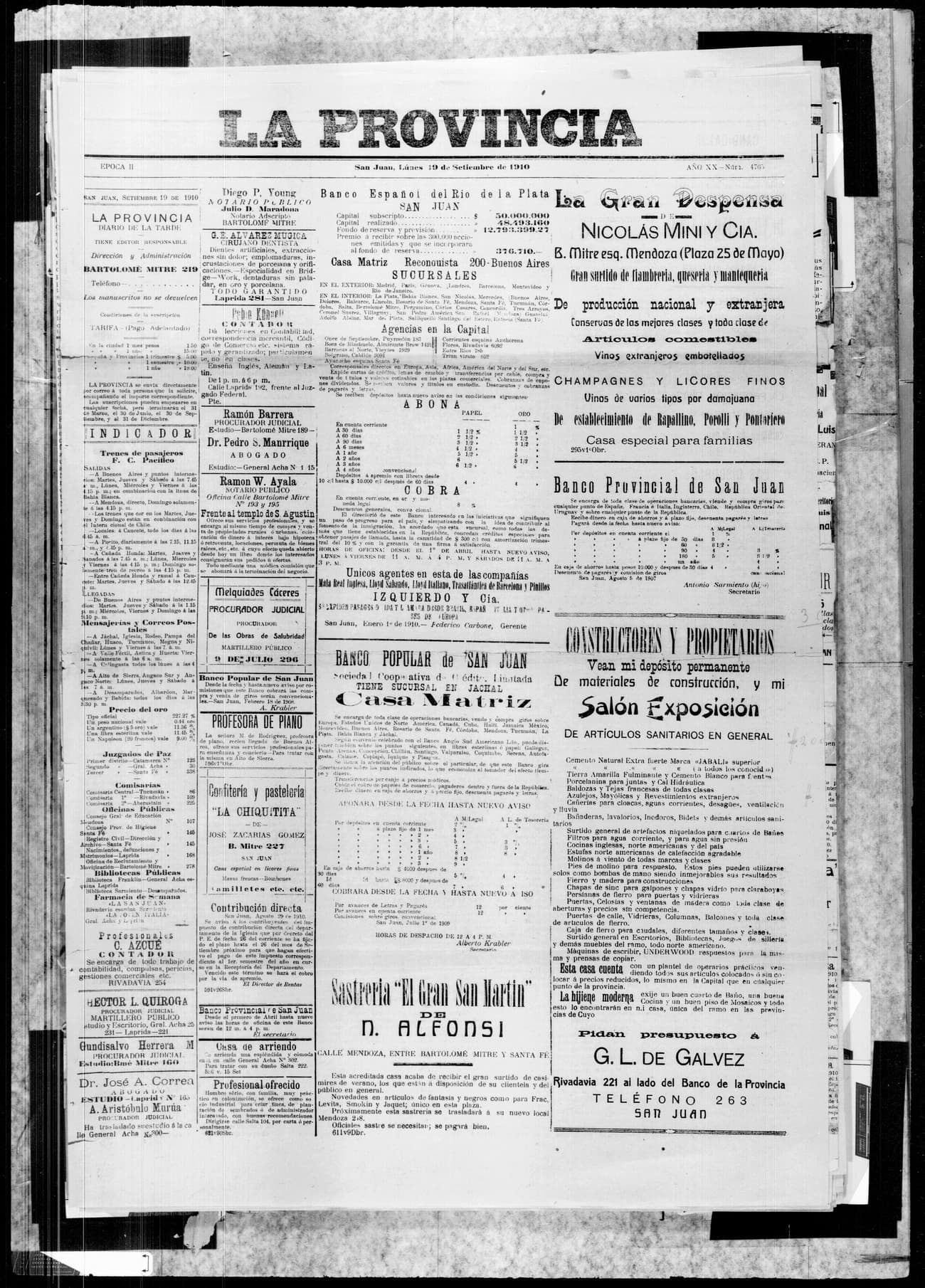 Portada · 19 de Septiembre de 1910
