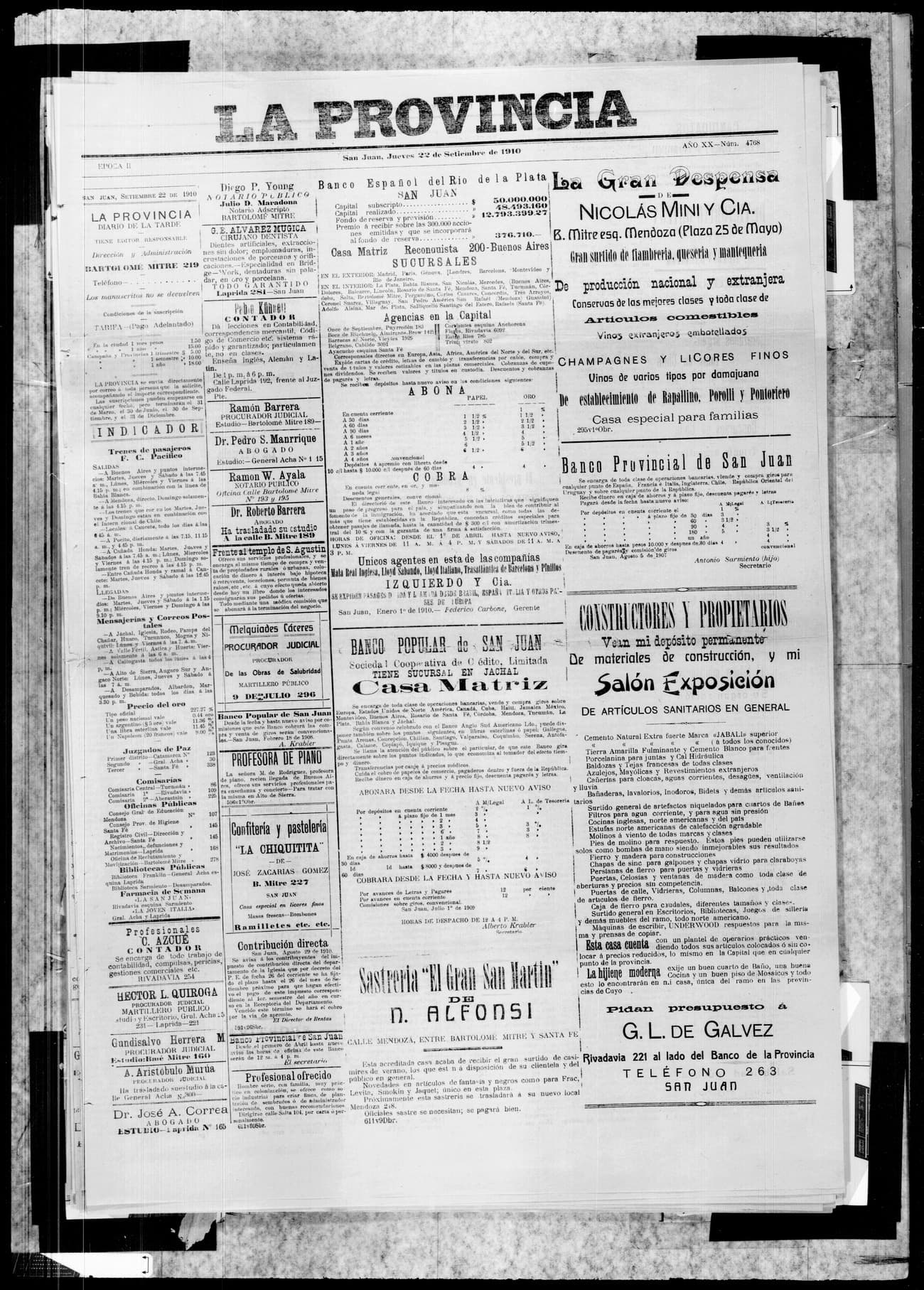Portada · 22 de Septiembre de 1910