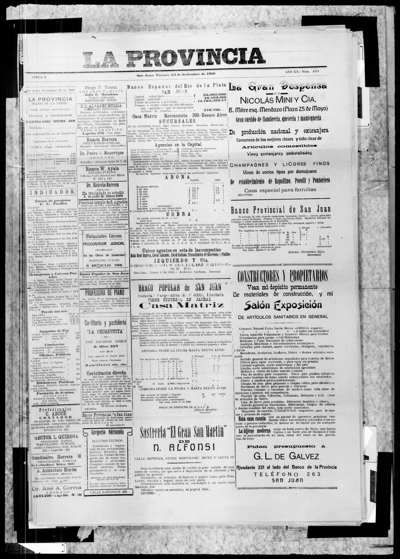 Portada · 23 de Septiembre de 1910