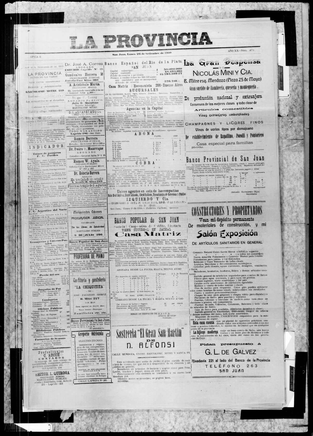 Portada · 26 de Septiembre de 1910