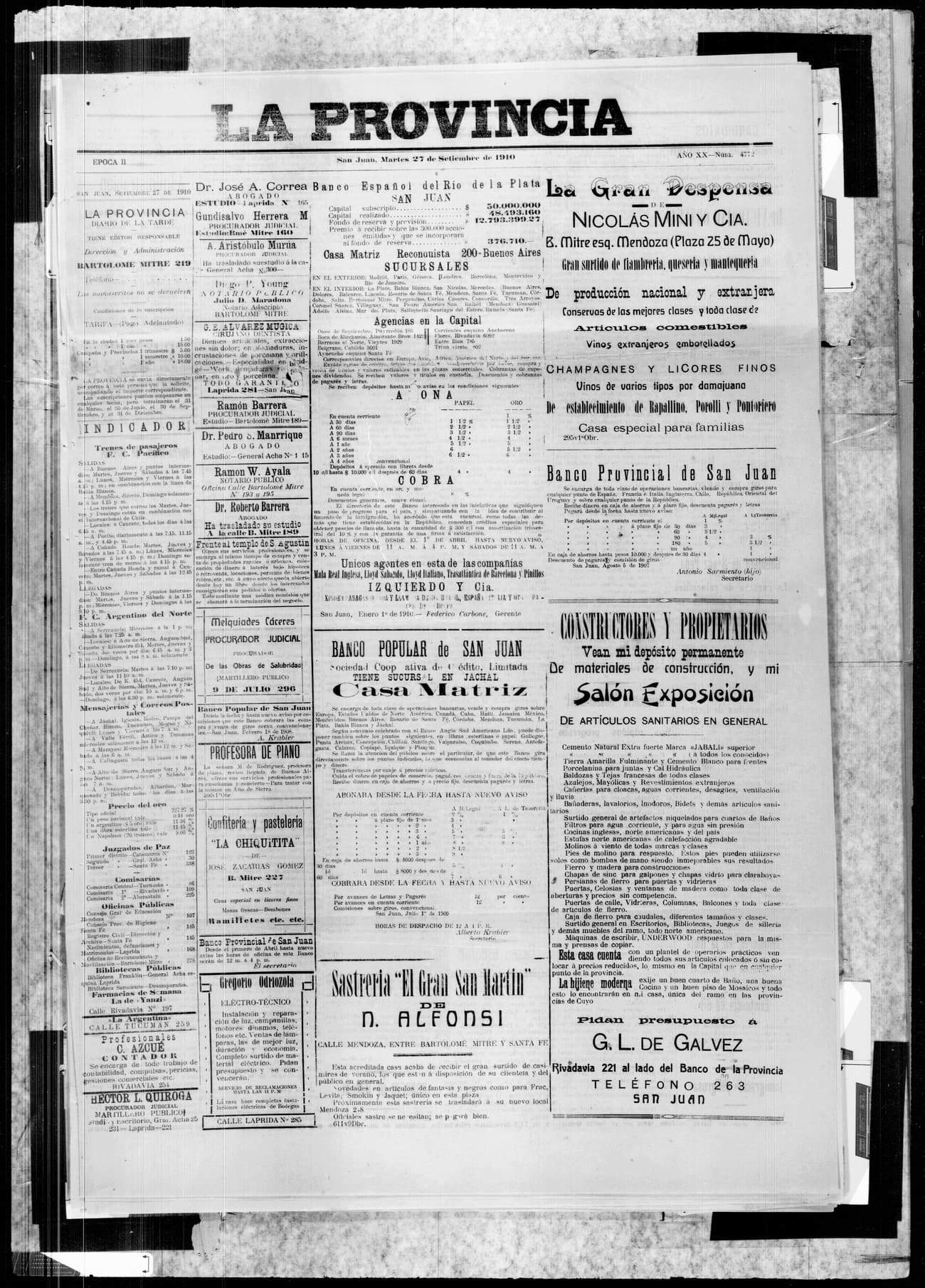 Portada · 27 de Septiembre de 1910