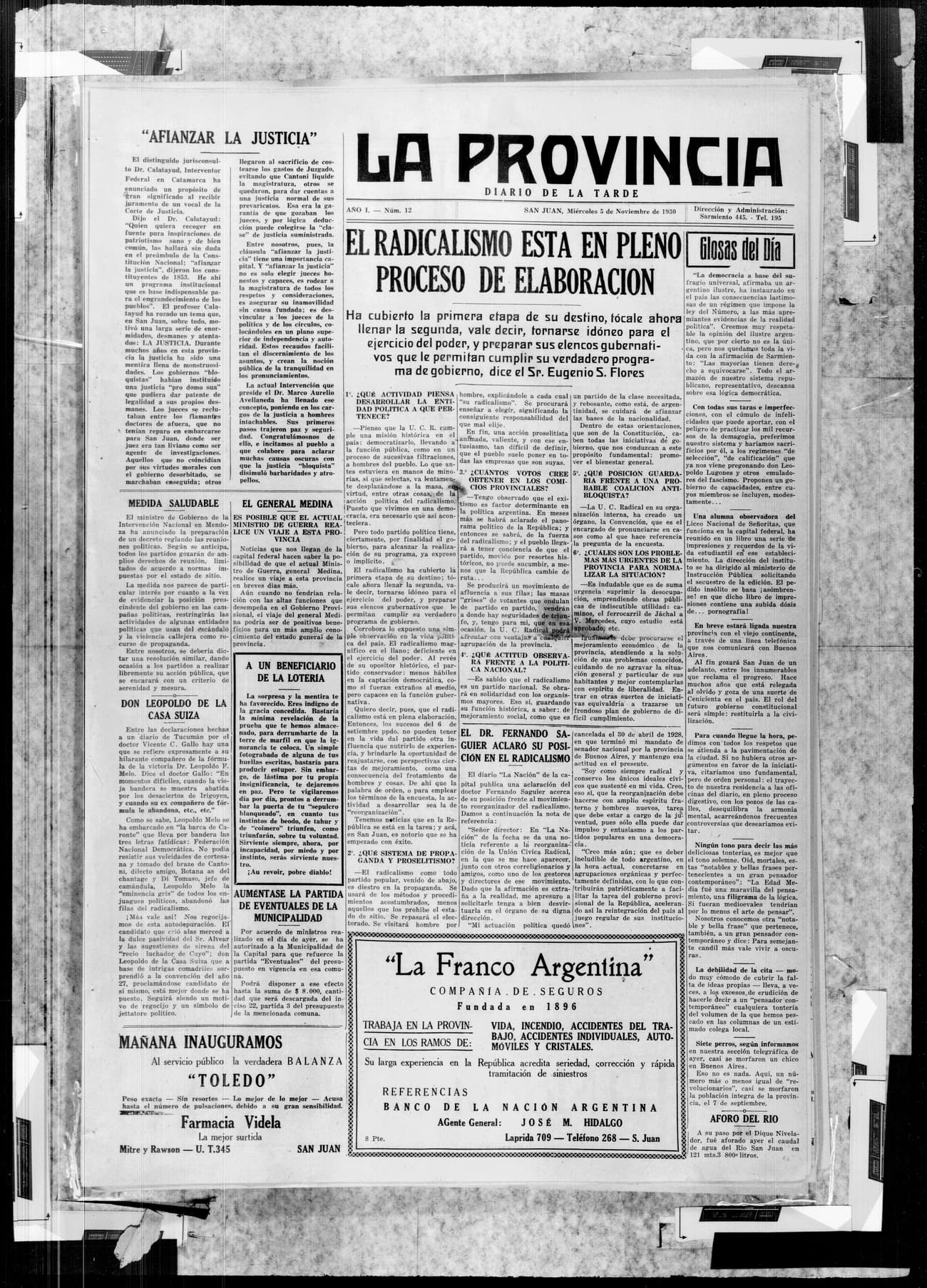 Portada · 5 de Noviembre de 1930