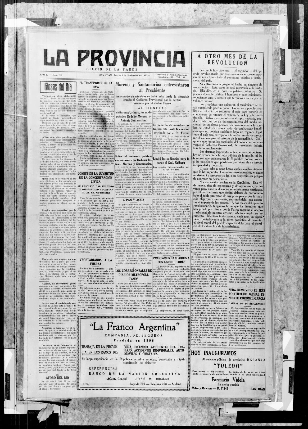 Portada · 6 de Noviembre de 1930