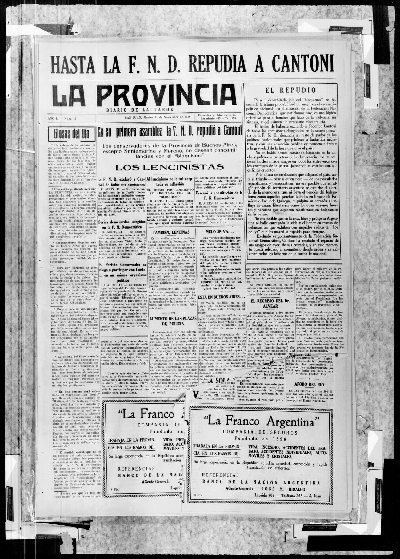 Portada · 11 de Noviembre de 1930