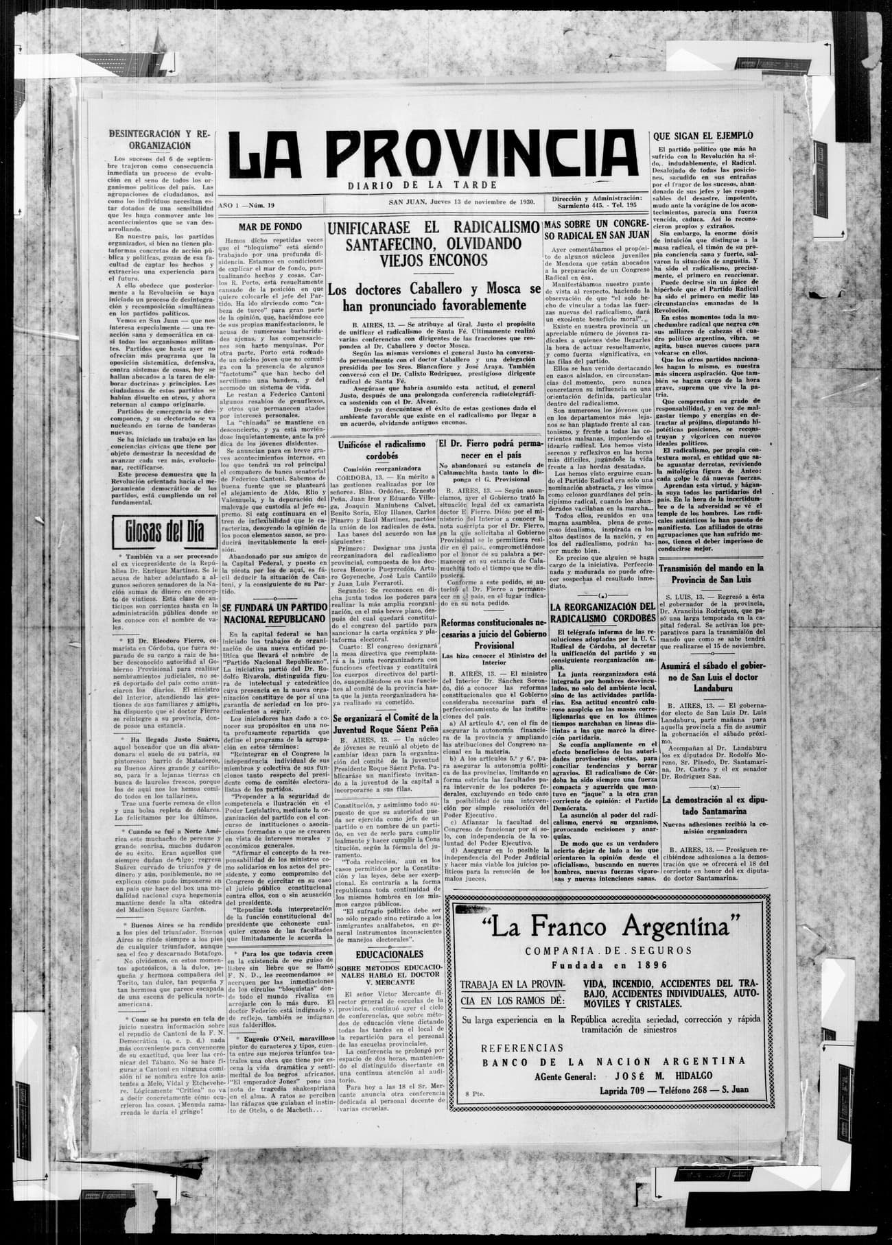 Portada · 13 de Noviembre de 1930