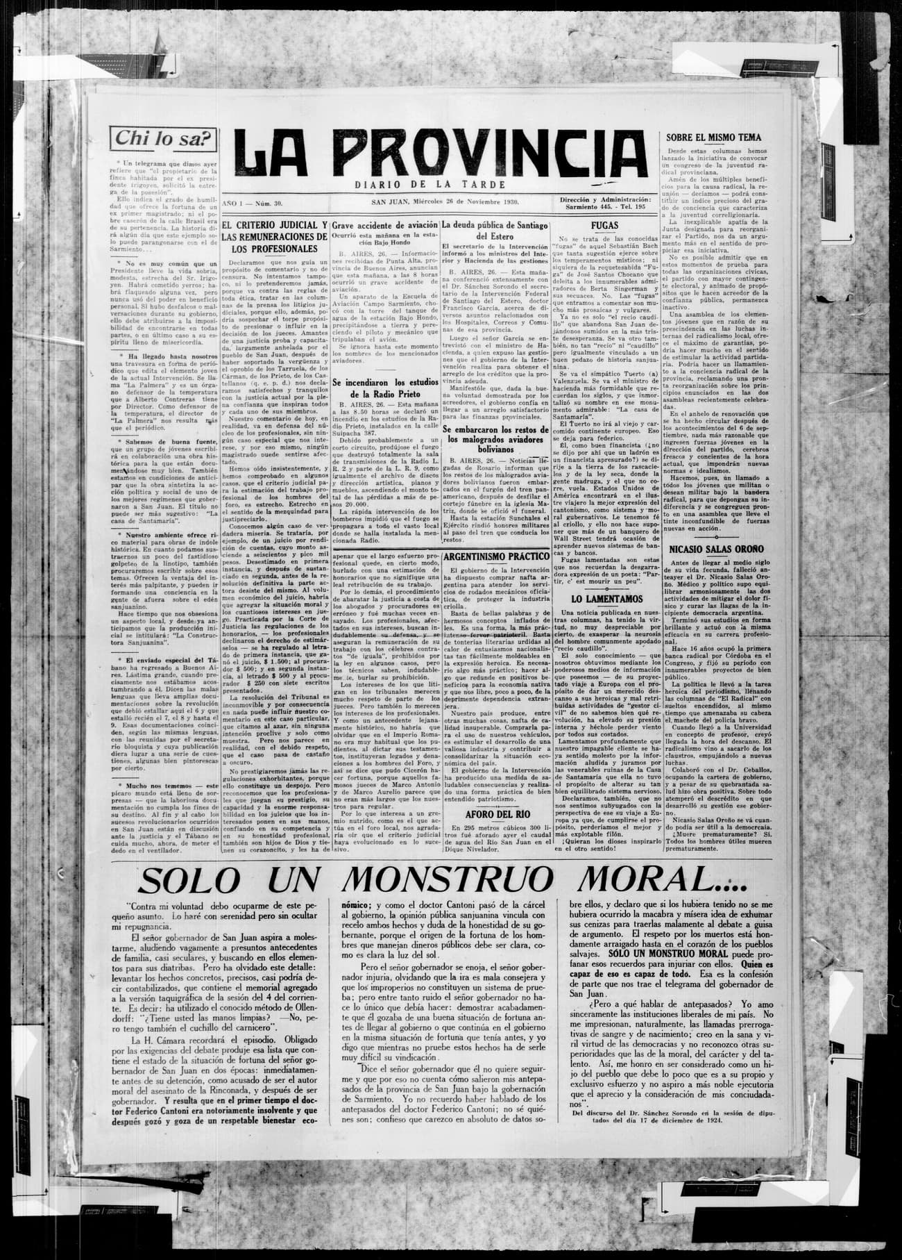 Portada · 26 de Noviembre de 1930