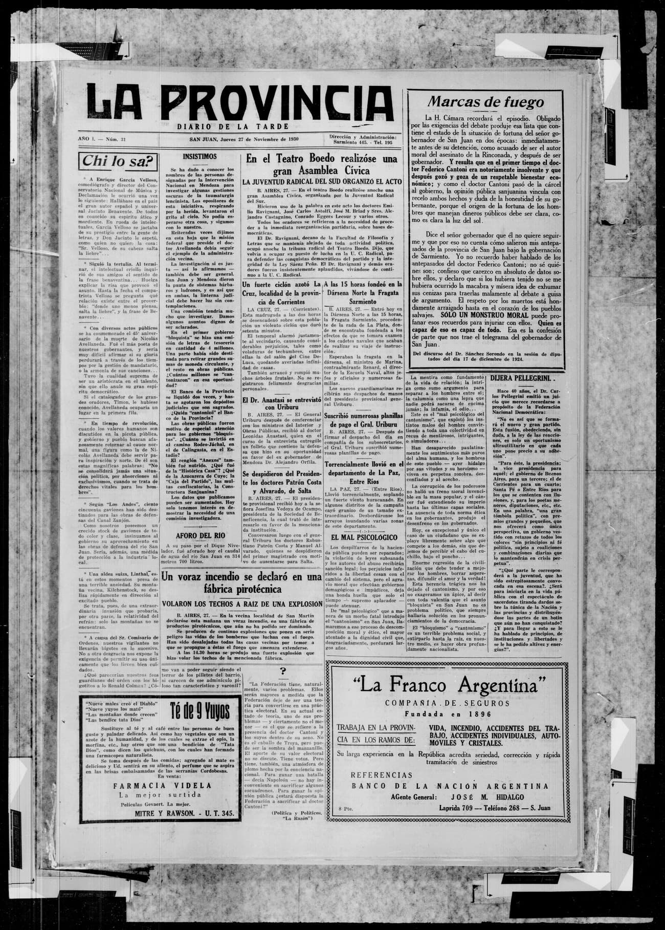 Portada · 27 de Noviembre de 1930