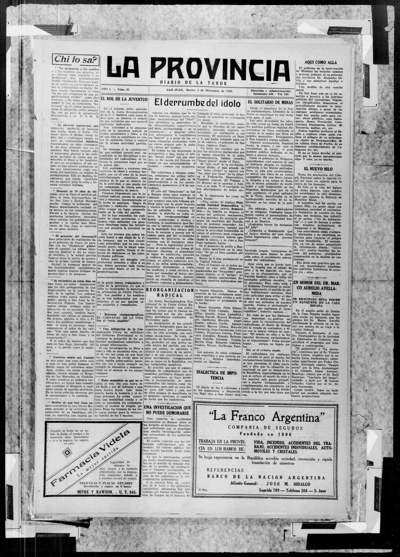 Portada · 2 de Diciembre de 1930