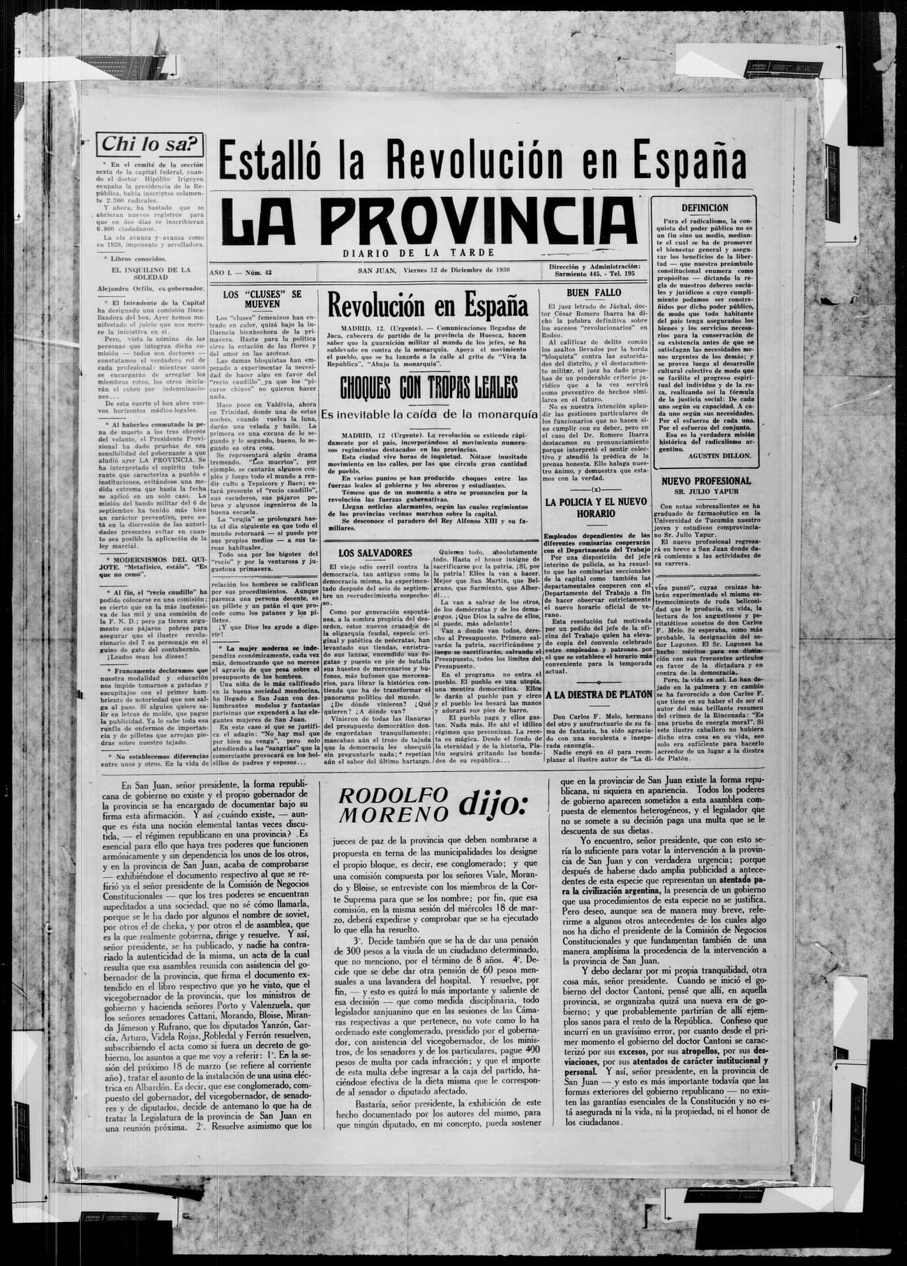 Portada · 12 de Diciembre de 1930