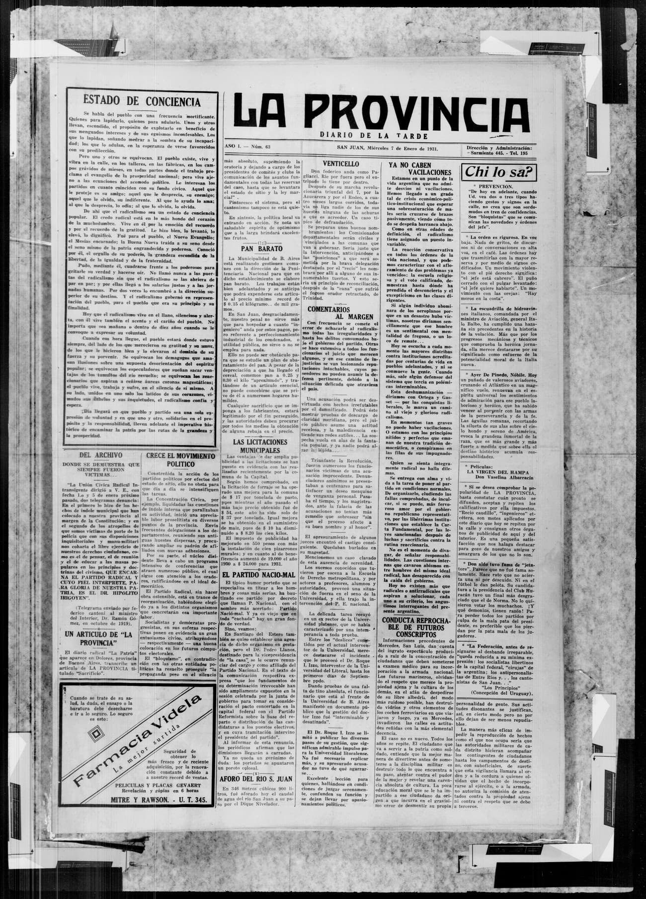 Portada · 7 de Enero de 1931