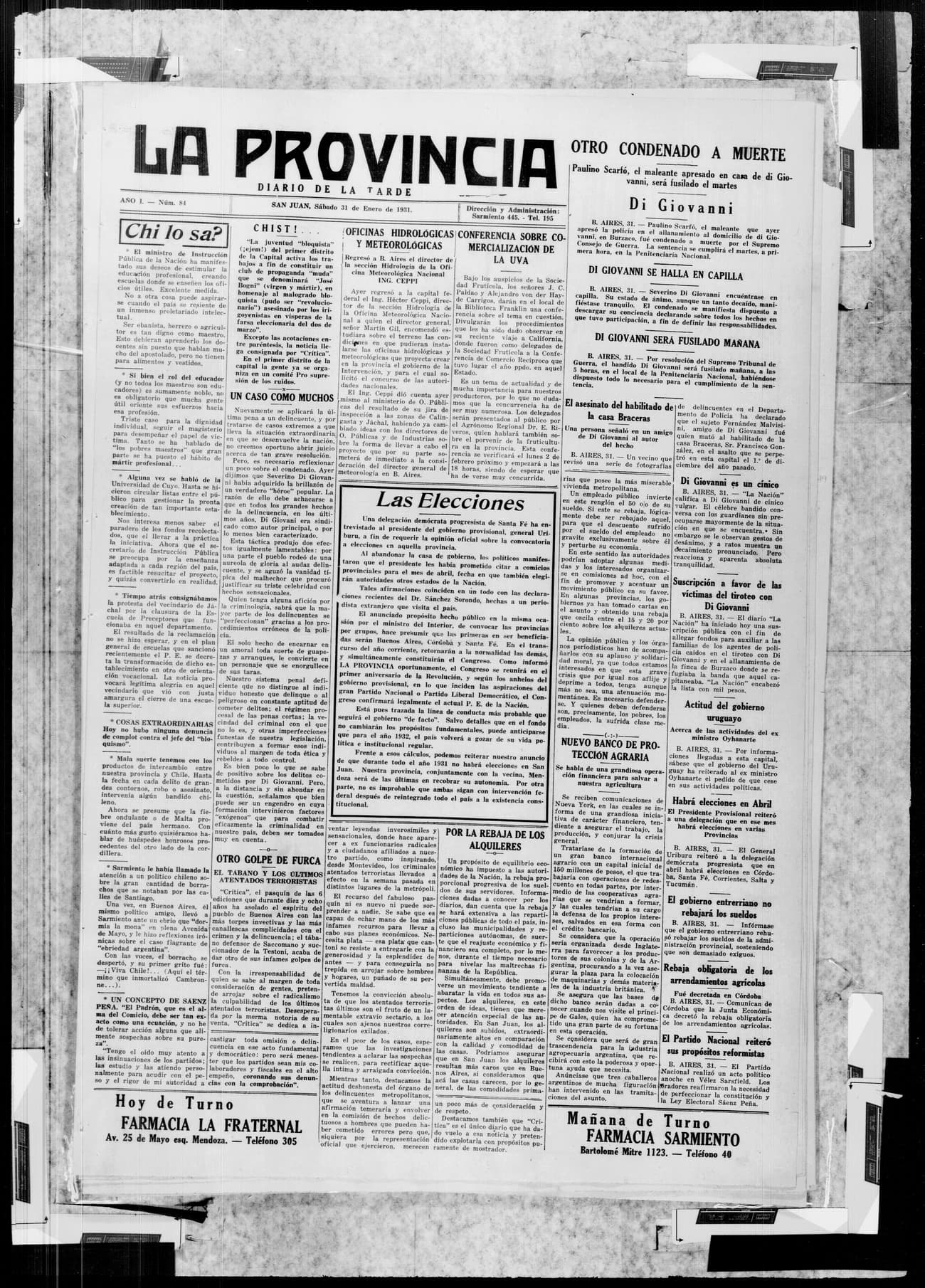 Portada · 31 de Enero de 1931