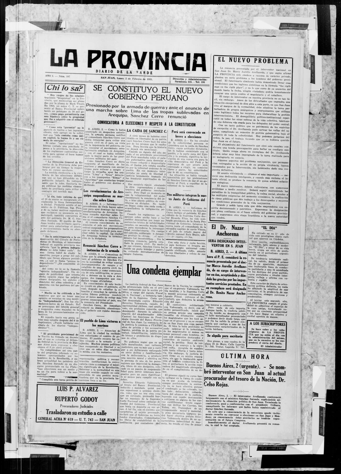 Portada · 2 de Febrero de 1931