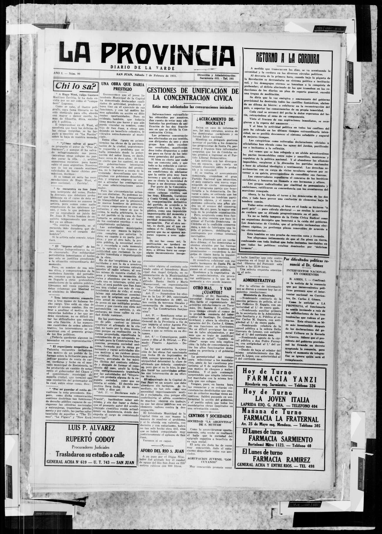 Portada · 7 de Febrero de 1931