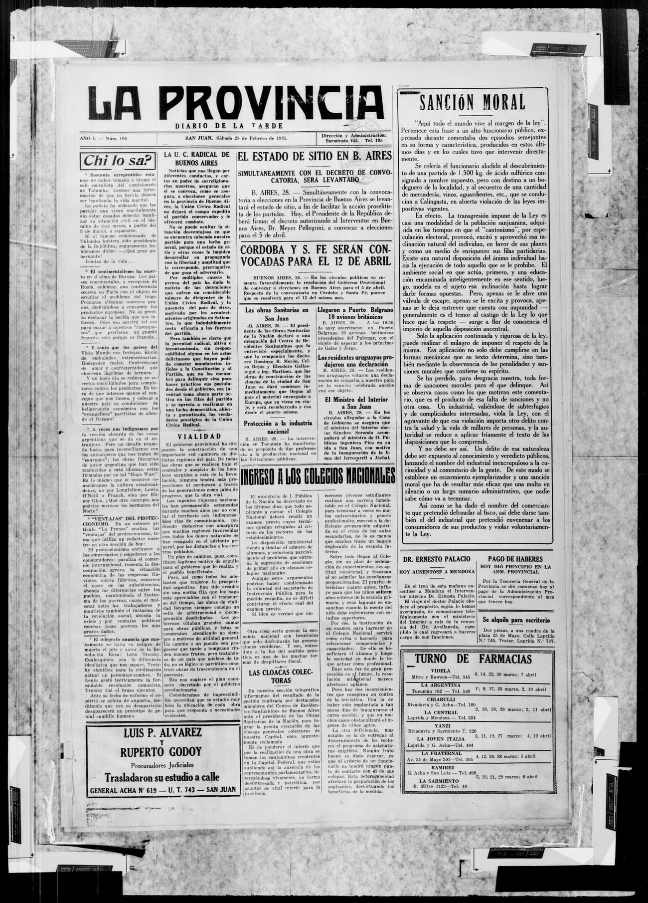 Portada · 28 de Febrero de 1931