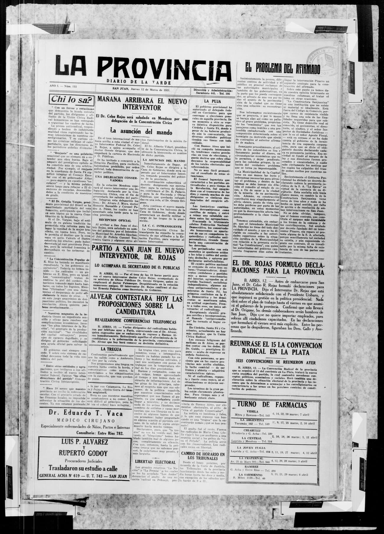 Portada · 12 de Marzo de 1931