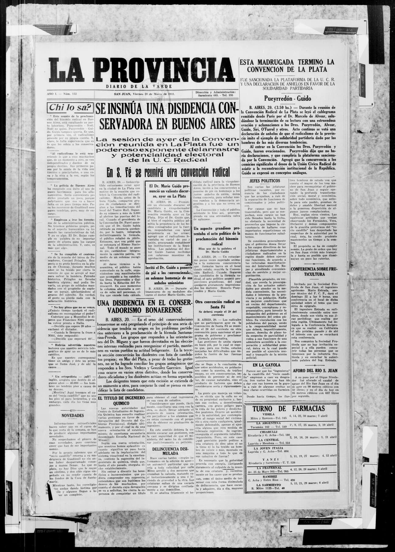 Portada · 20 de Marzo de 1931