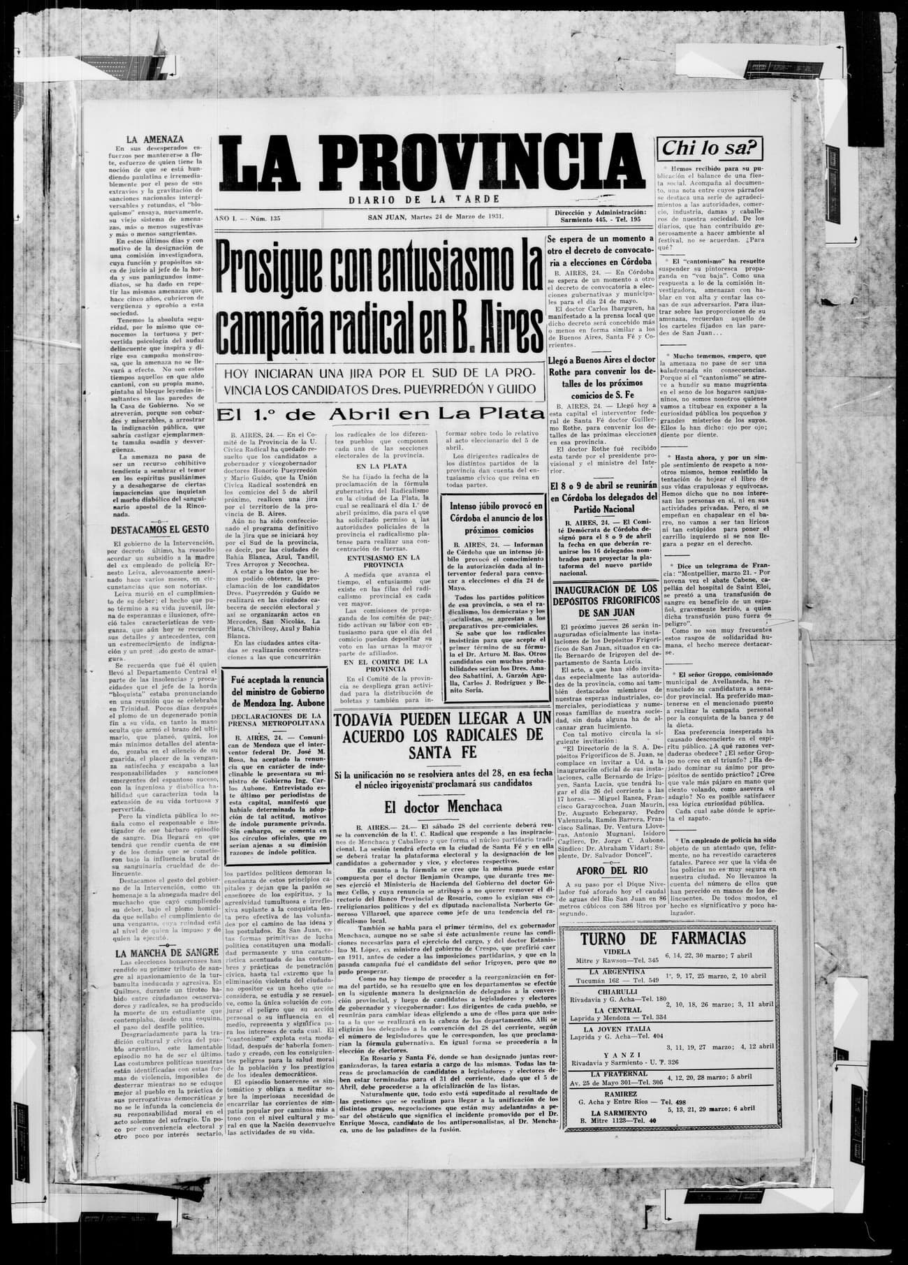Portada · 24 de Marzo de 1931