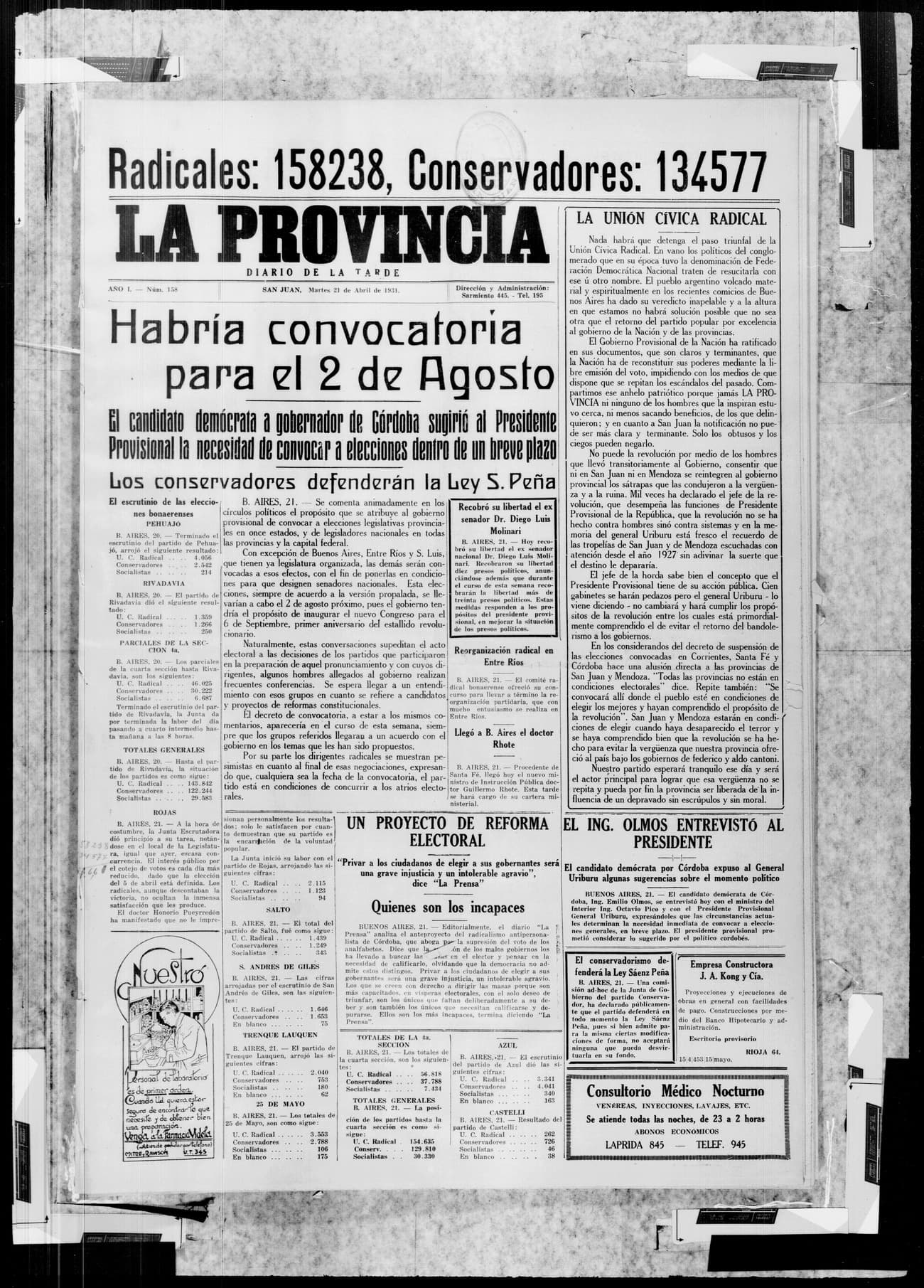 Portada · 21 de Abril de 1931