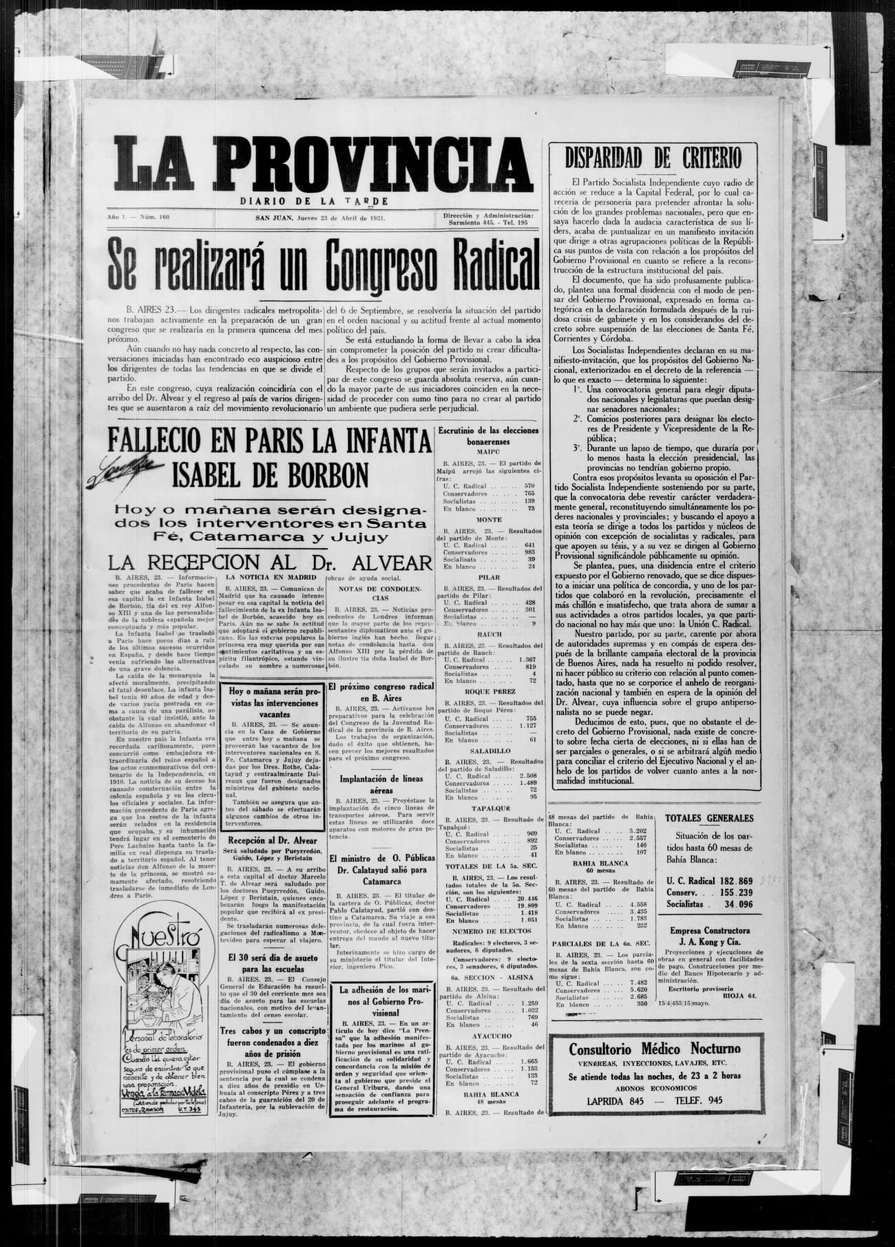 Portada · 23 de Abril de 1931