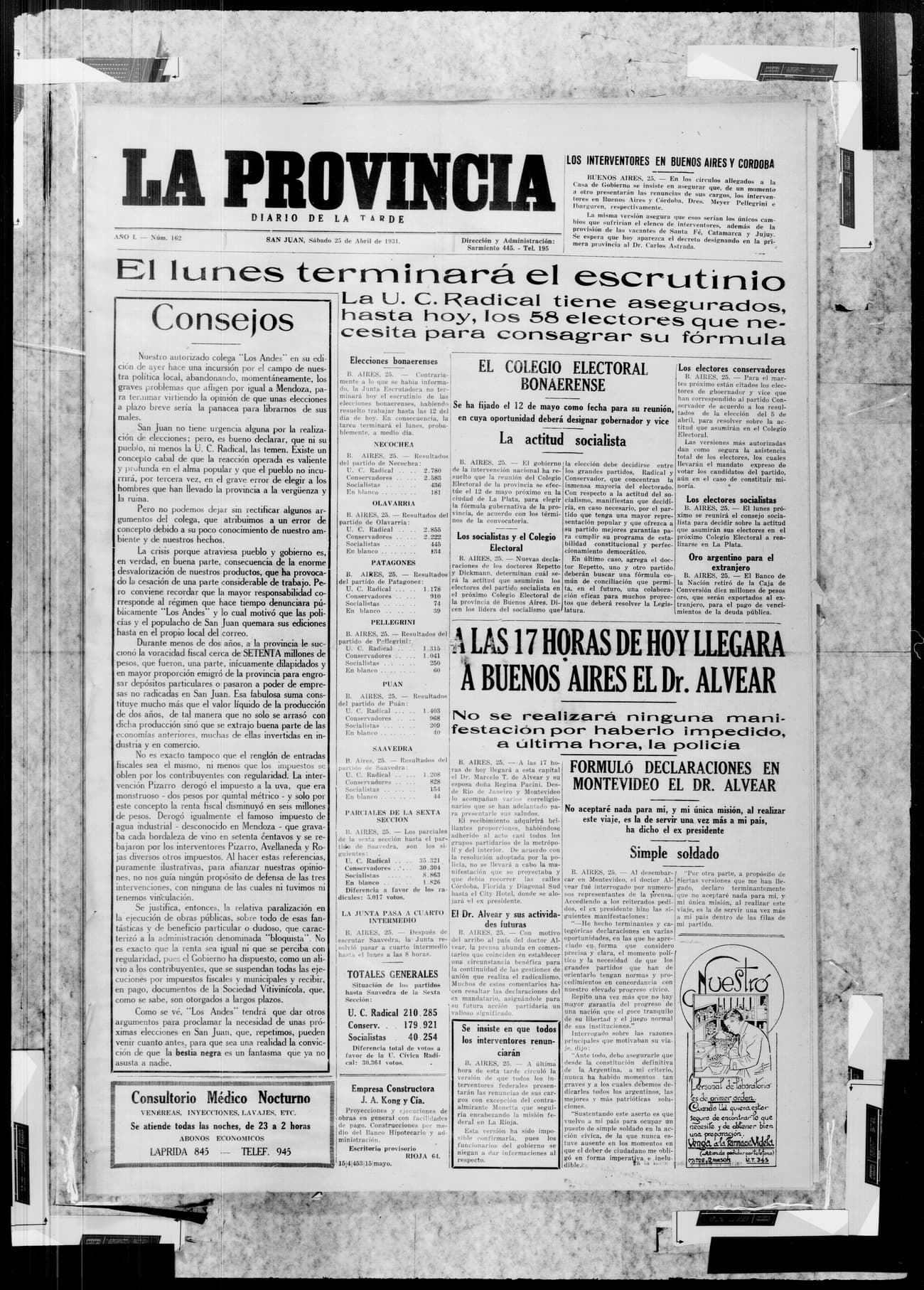 Portada · 25 de Abril de 1931