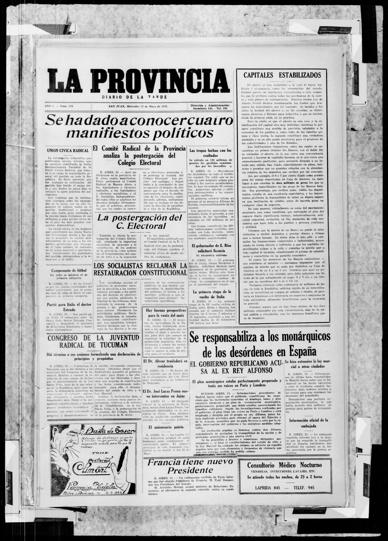 Portada · 13 de Mayo de 1931