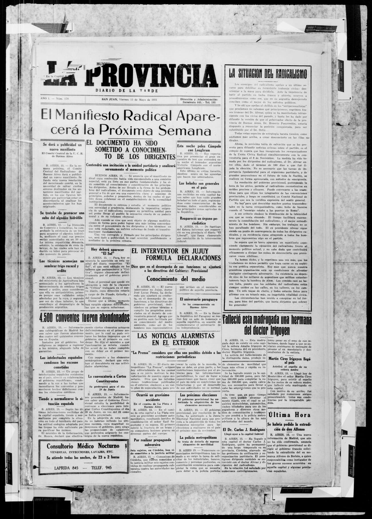 Portada · 15 de Mayo de 1931